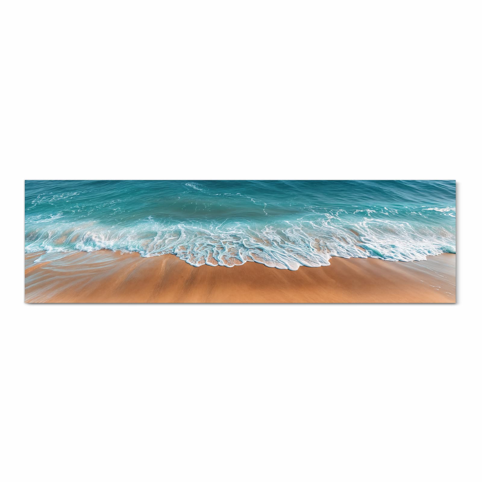 Pflegeleichter Küchenläufer mit Motiv Sandstrand Wellen in Frontansicht