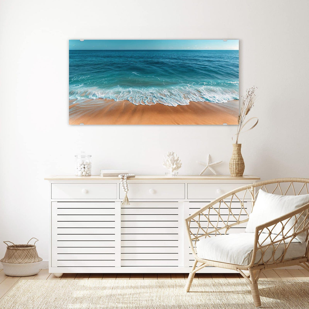 Echtglas, 4 mm – kein Acryl, keine Folie – Wandbild - Azurblaues Meer - Querformat