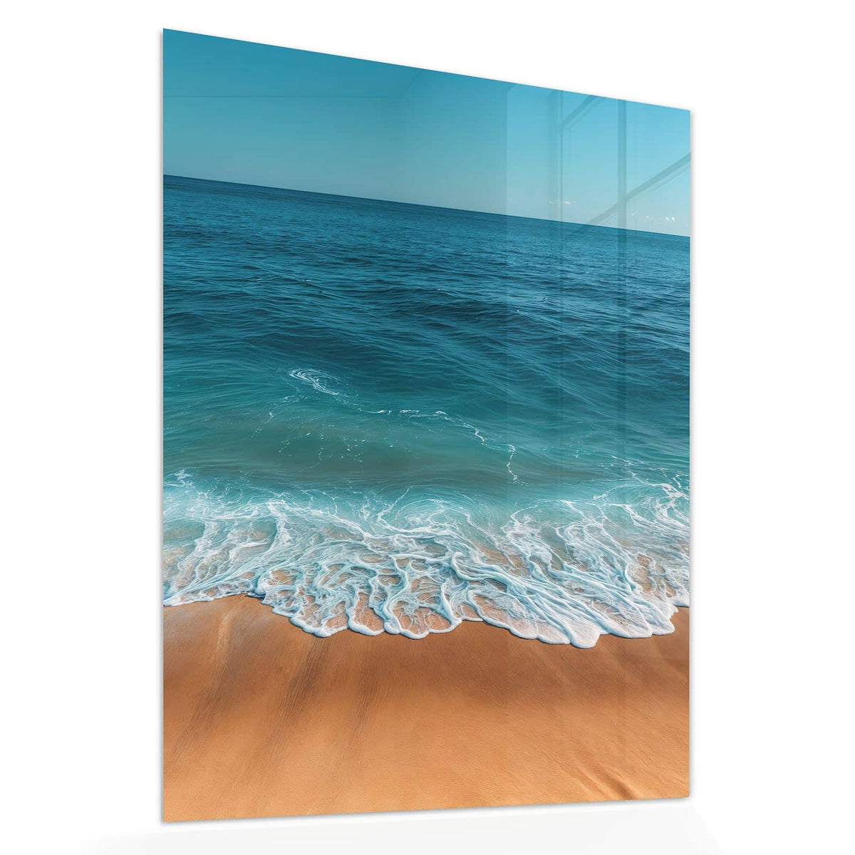 Echtglas, 4 mm – kein Acryl, keine Folie – Wandbild - Azurblaues Meer - Hochformat