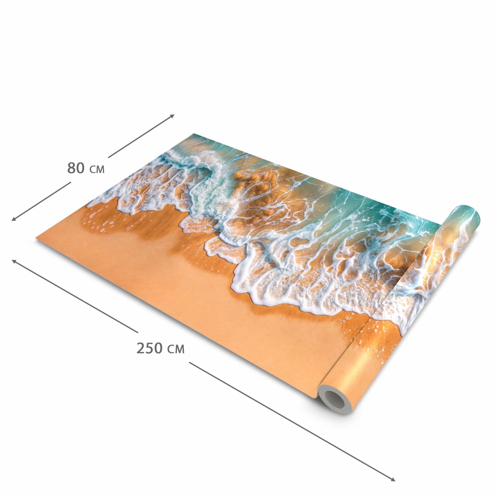 Geruchsneutraler rutschfester Küchenläufer mit Motiv Sanfte Meereswellen in der Grösse 80x280 cm