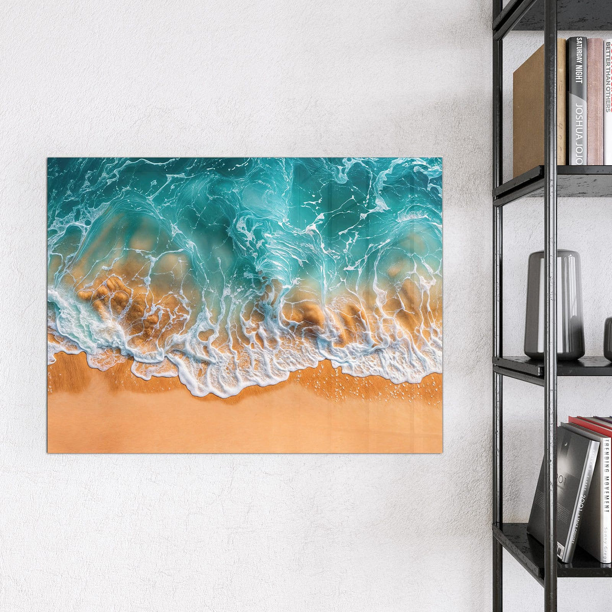 Glas Magnettafel - Meer trifft Sand – Türkises Meer trifft goldenen Sand