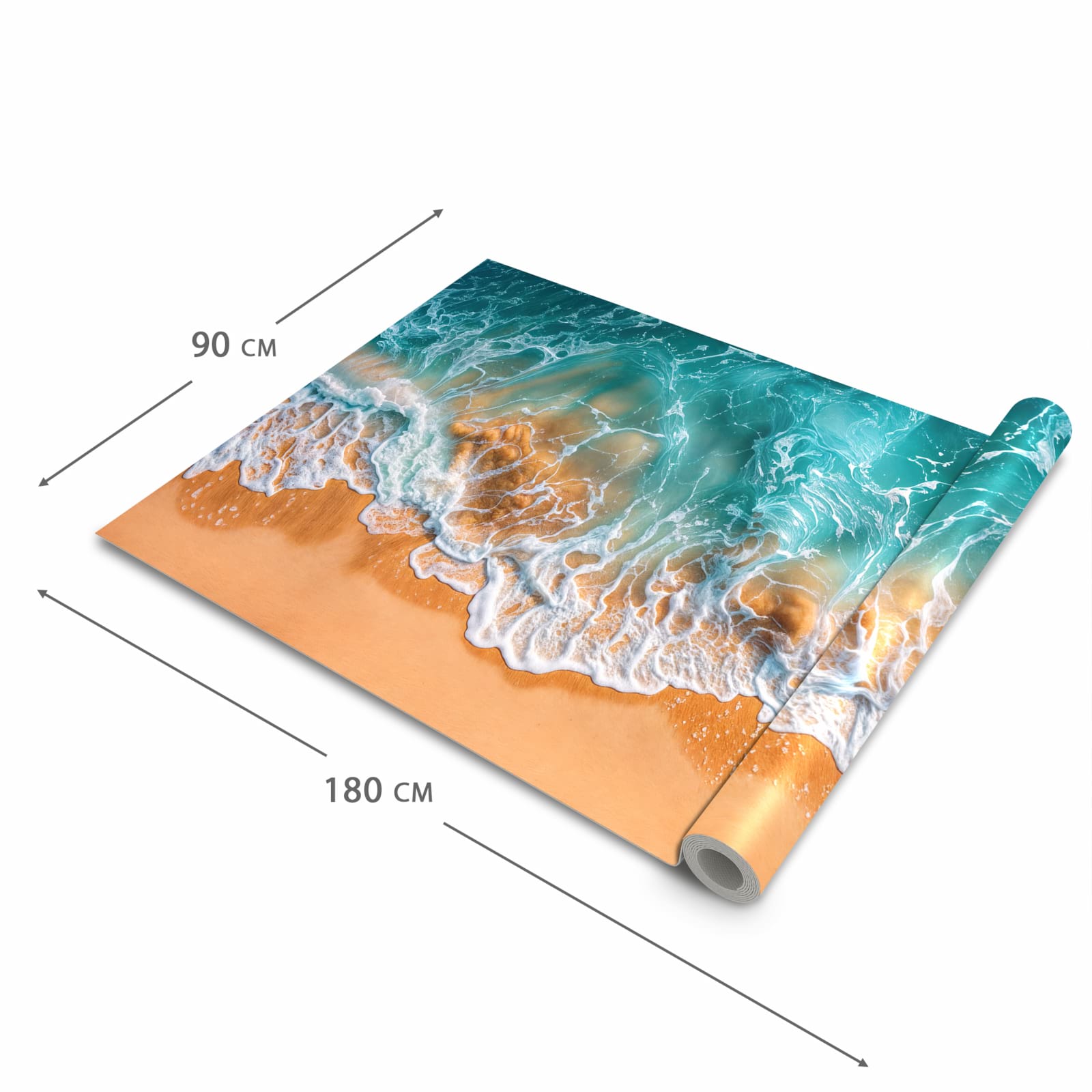 Pflegeleichter moderner Küchenläufer mit Motiv Sanfte Meereswellen in der Größe 80x280 cm