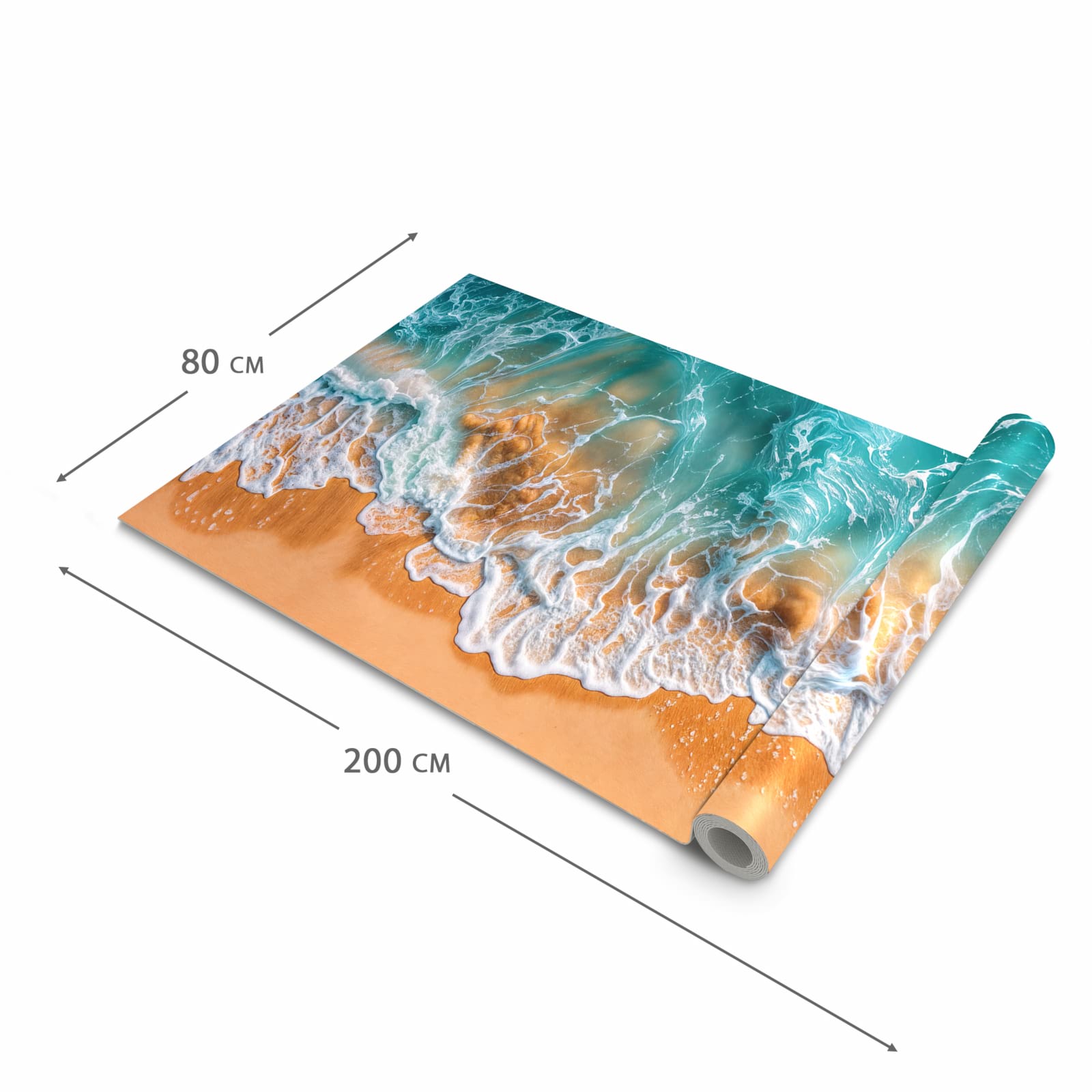 Schmutzabweisender rutschfester Küchenläufer mit Motiv Sanfte Meereswellen in der Größe 80x280 cm