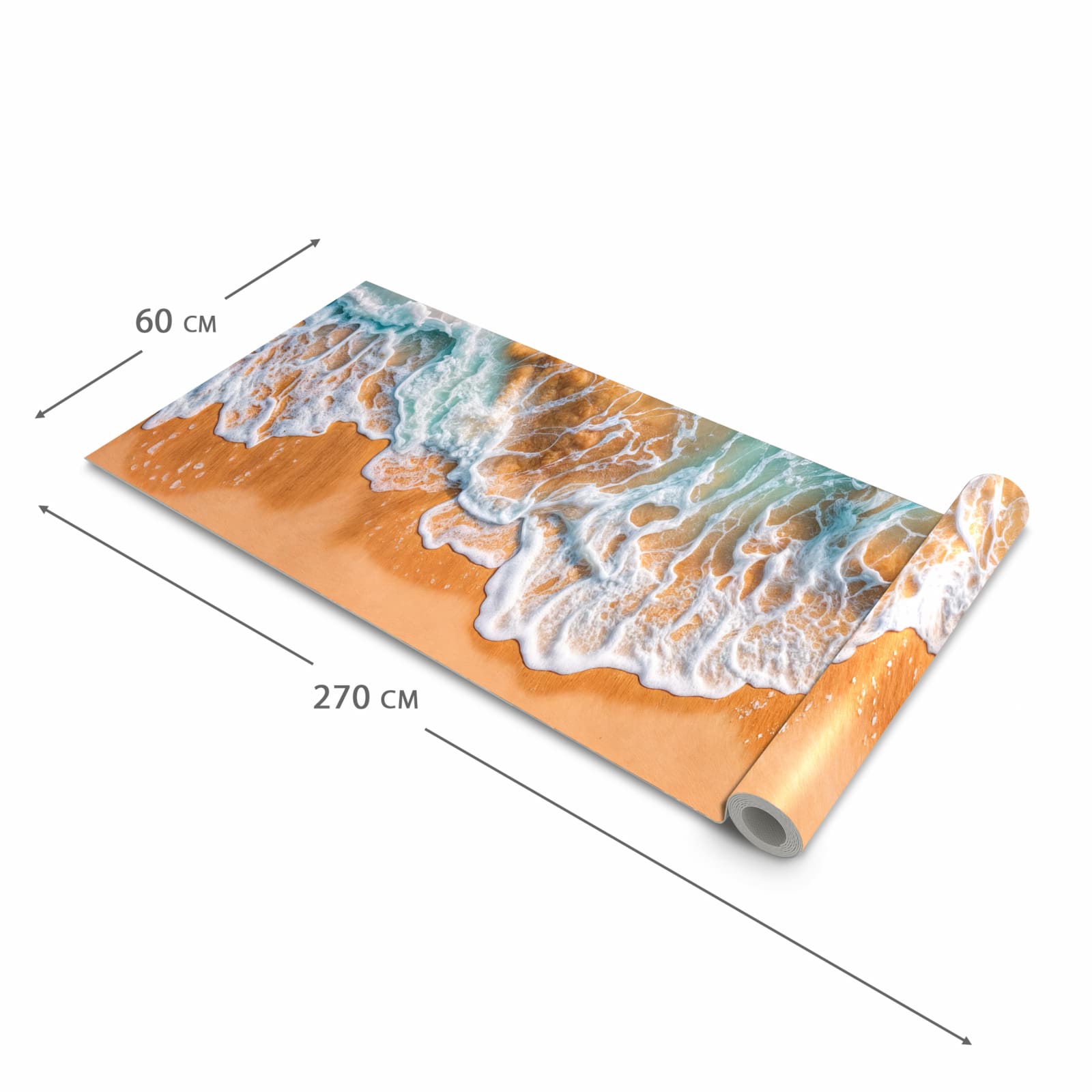 Komfortabler Küchenläufer mit Motiv Sanfte Meereswellen in der Grösse 80x280 cm