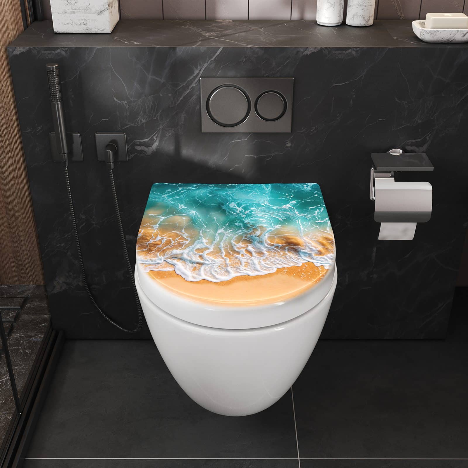 WC-Sitz mit Absenkautomatik Sanfte Meereswellen