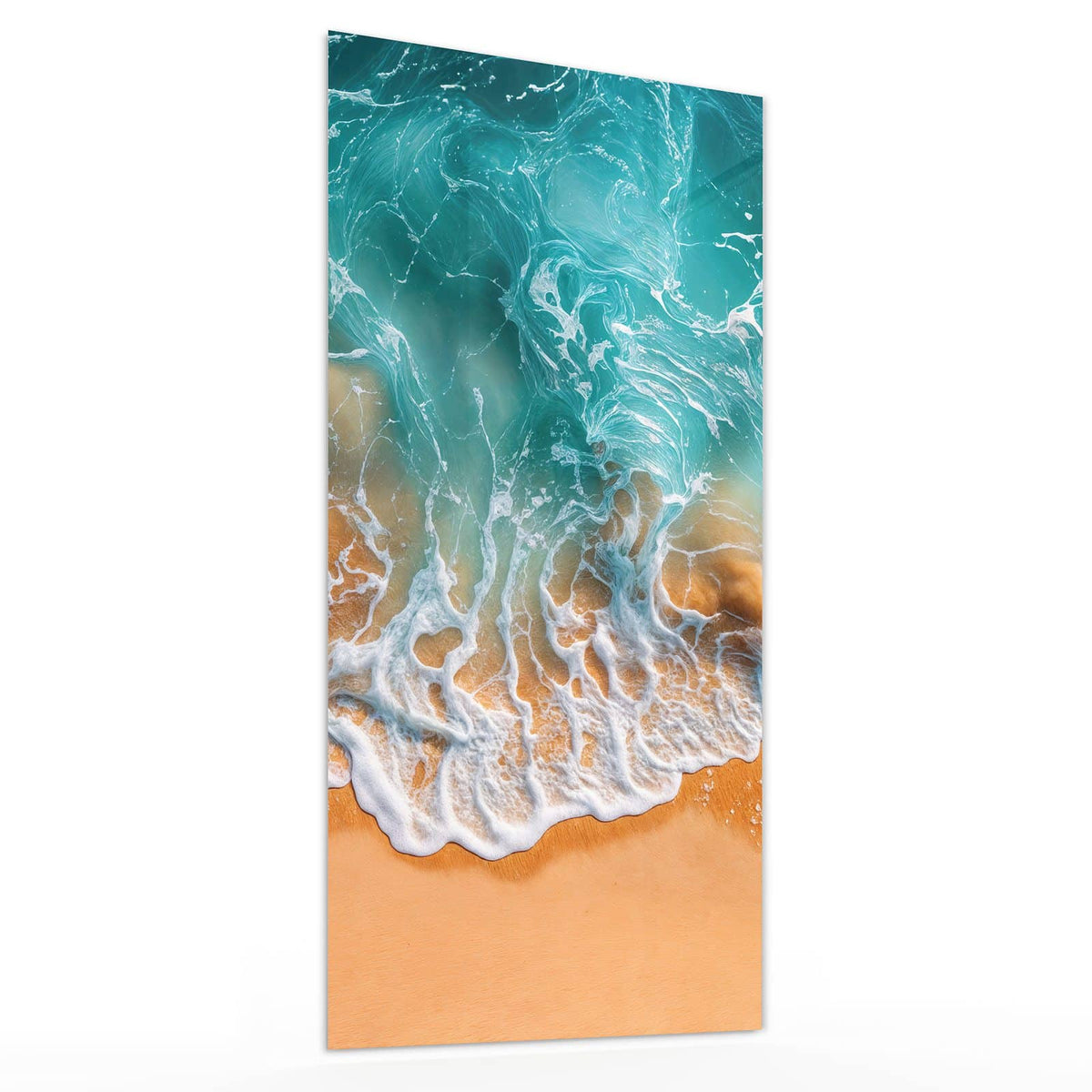 Glasbild Meer trifft Sand von der Seite, 4 mm Echtglas