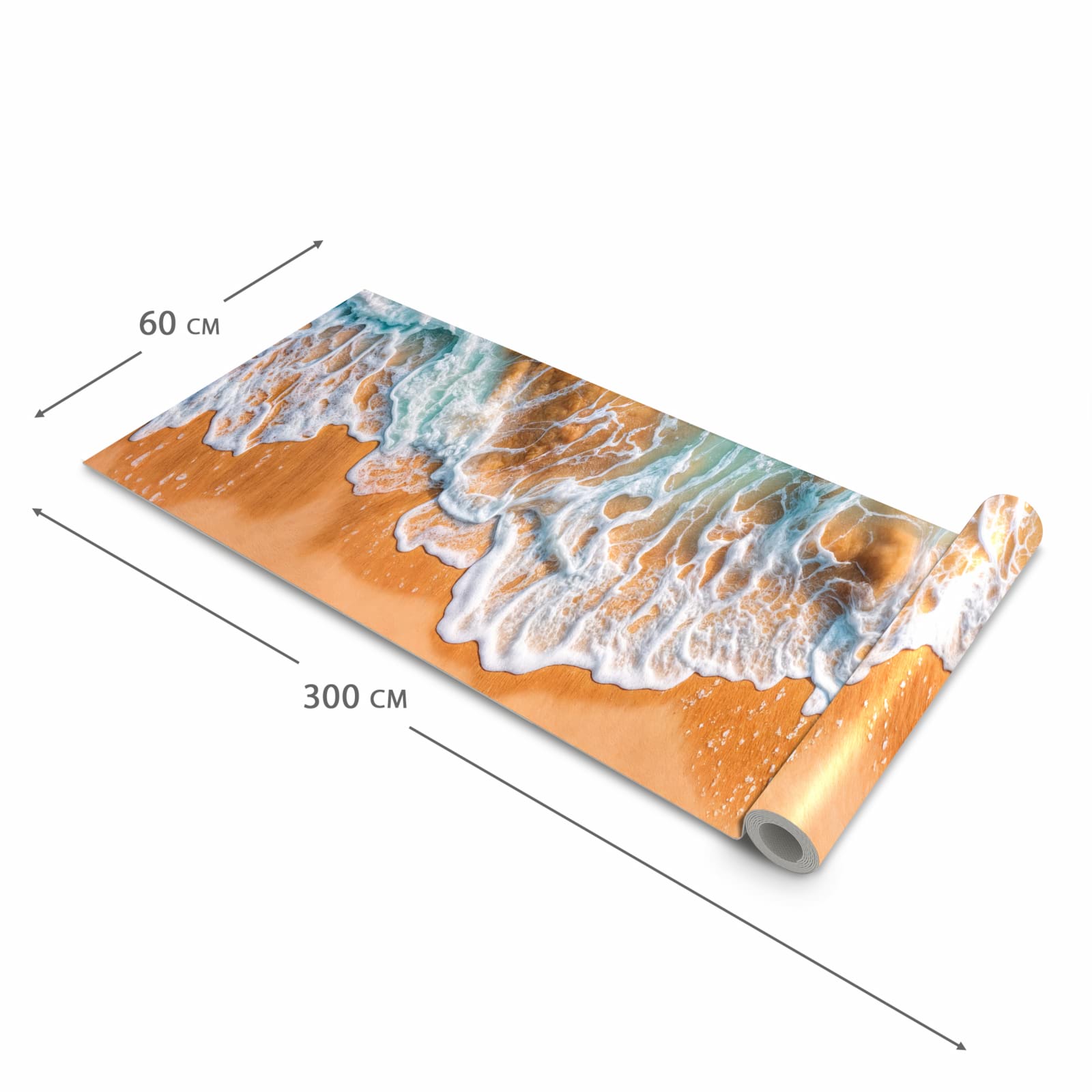 Wasserabweisender Küchenläufer mit Motiv Sanfte Meereswellen in der Grösse 80x280 cm