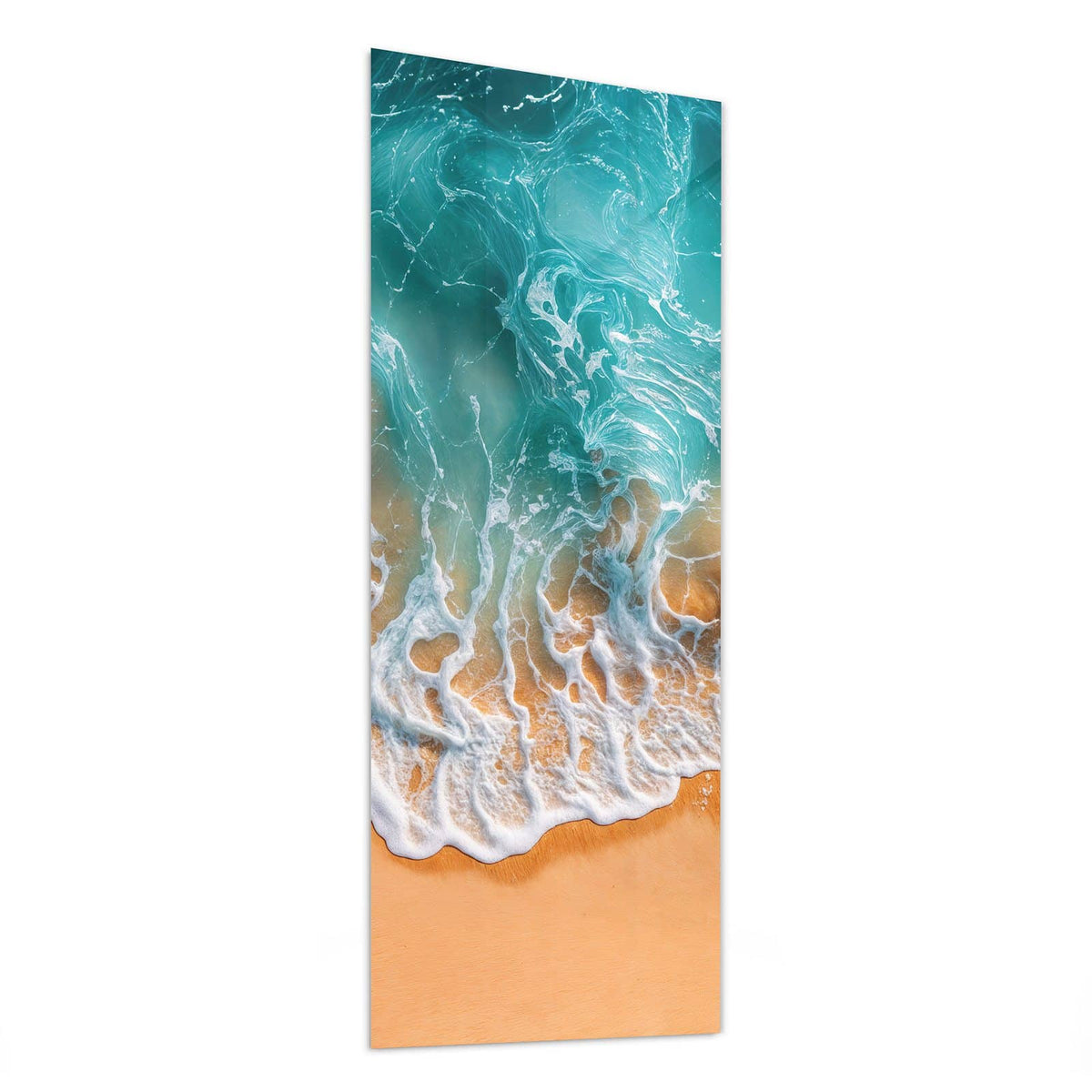 Glasbild Meer trifft Sand von der Seite, 4 mm Echtglas
