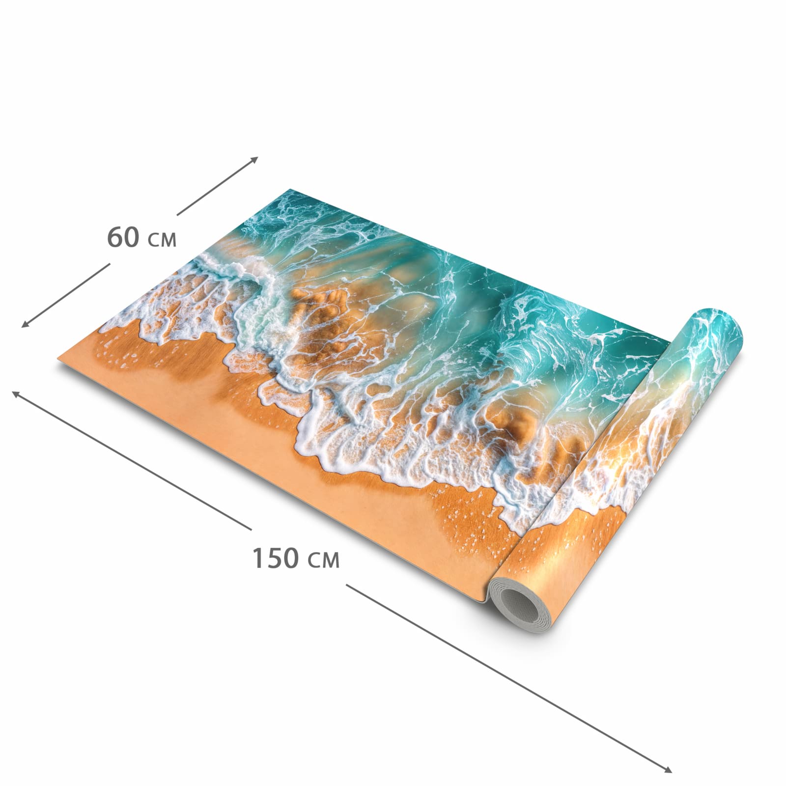 Geräuschdämpfender rutschfester Küchenteppich mit Motiv Sanfte Meereswellen in der Grösse 80x280 cm