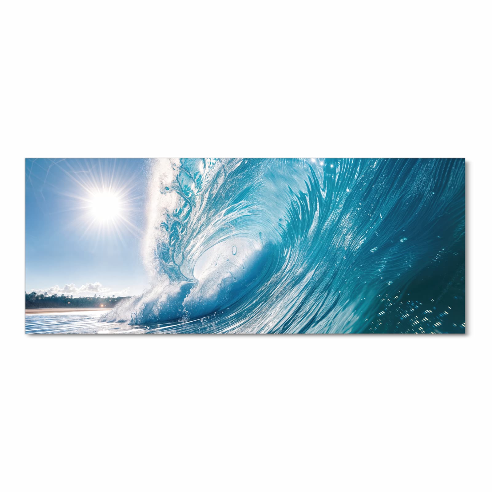 Flacher Küchenteppich mit Motiv Riesige Welle Strand in Frontansicht