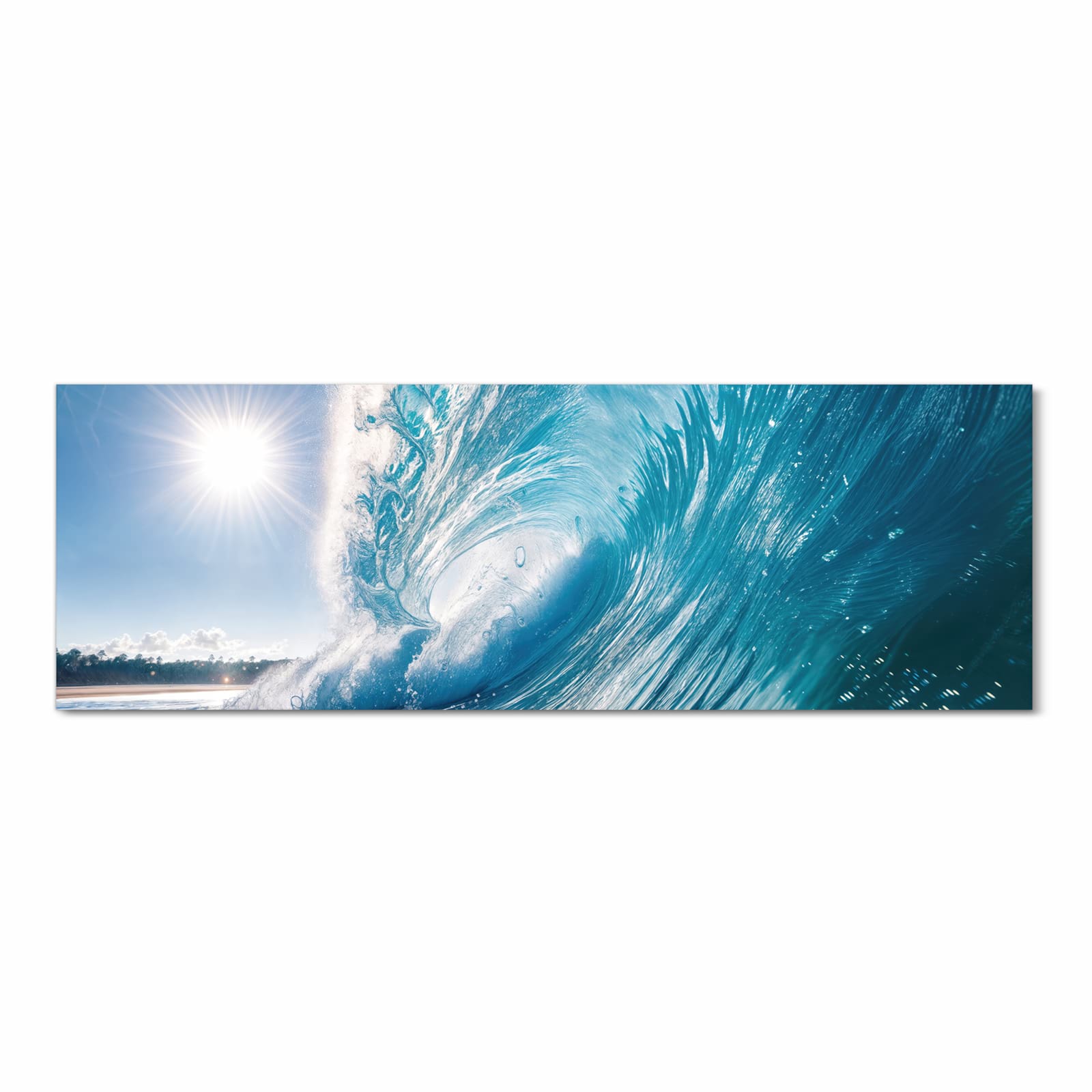 Pflegeleichter Küchenvorleger mit Motiv Riesige Welle Strand in Frontansicht