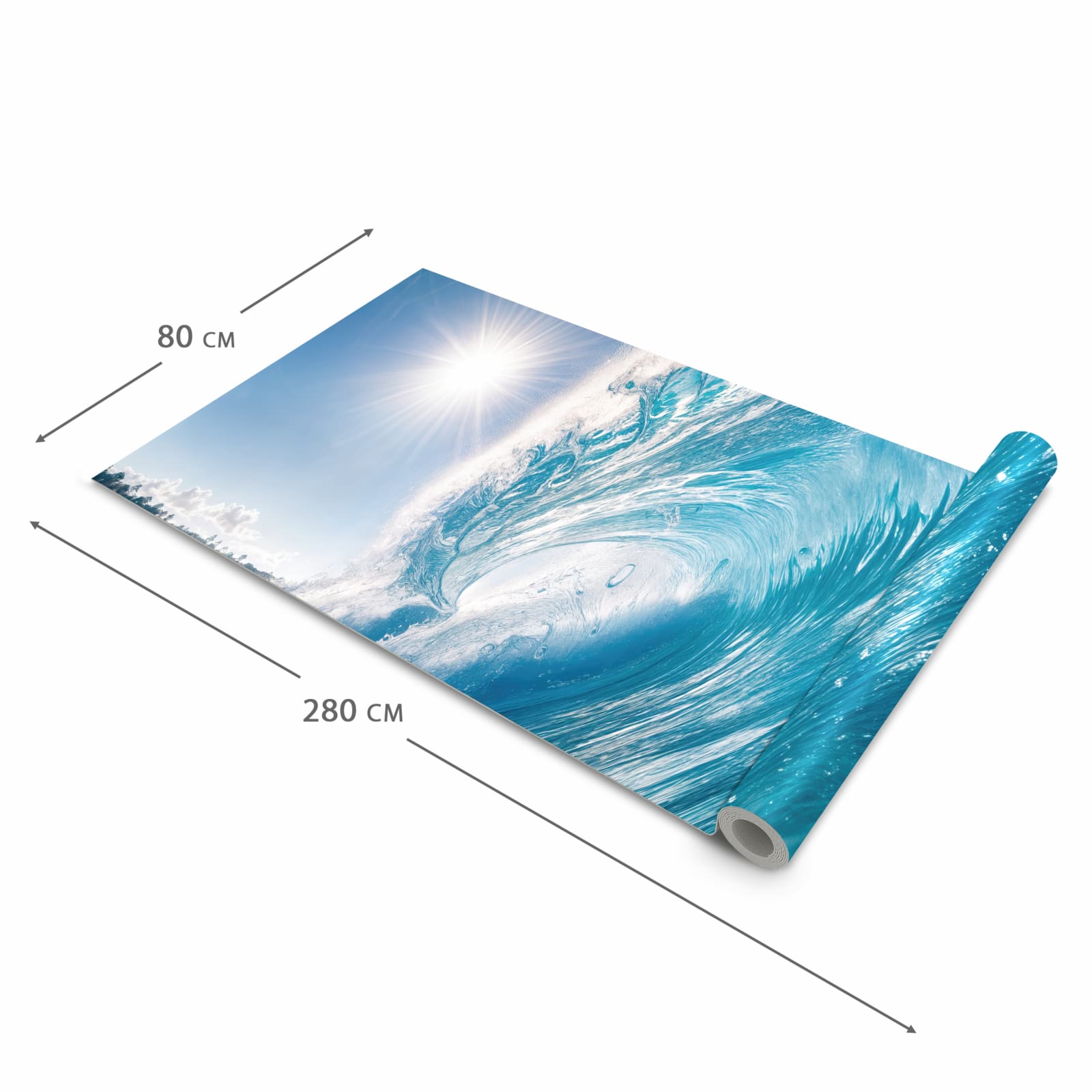 Bodenschonender rutschfester Küchenteppich mit Motiv Riesige Welle Strand in der Grösse 80x250 cm