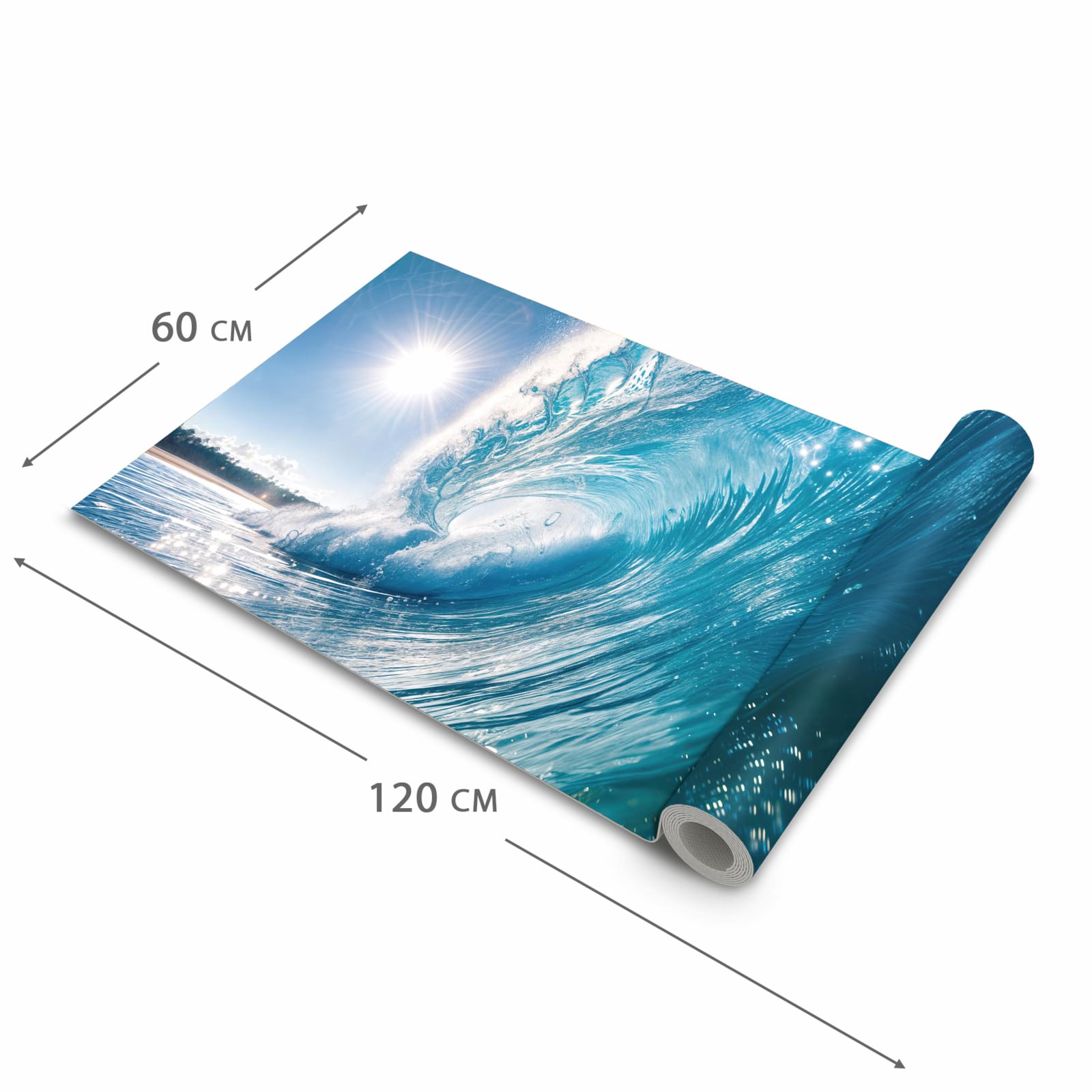 Waschbarer dünner Küchenteppich mit Motiv Riesige Welle Strand in der Grösse 80x250 cm