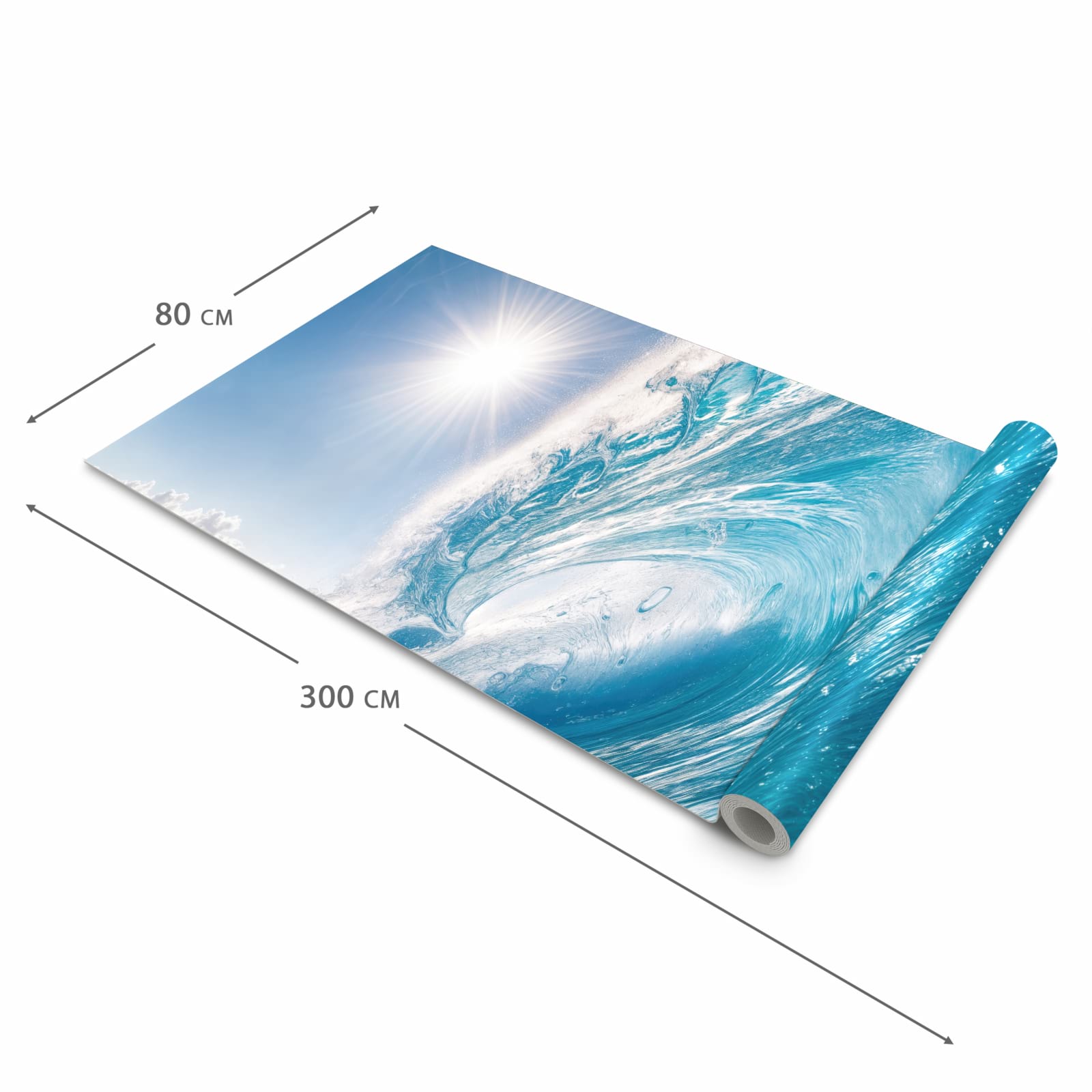 Farbbeständiger Küchenteppich mit Motiv Riesige Welle Strand in der Größe 80x280 cm