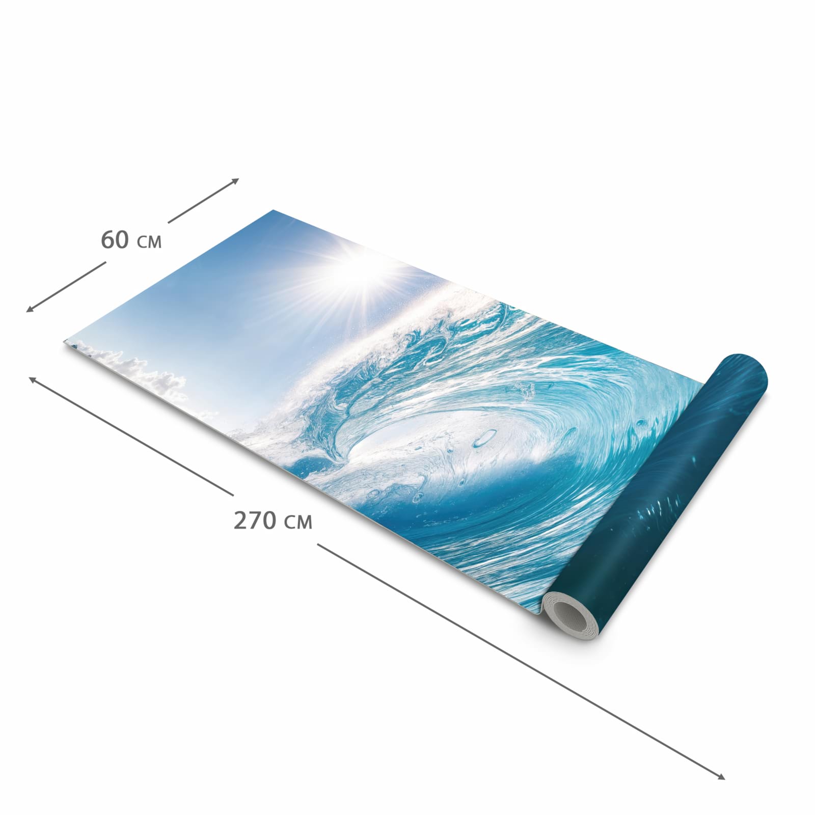 Langlebiger Bodenläufer mit Motiv Riesige Welle Strand in der Grösse 80x250 cm