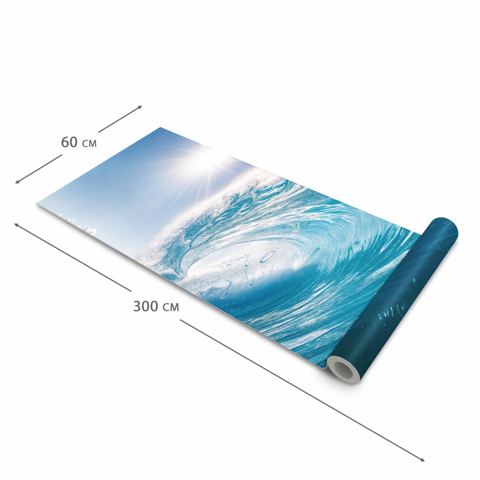 Rutschfester Bodenläufer Teppich mit Motiv Riesige Welle Strand in der Grösse 80x250 cm