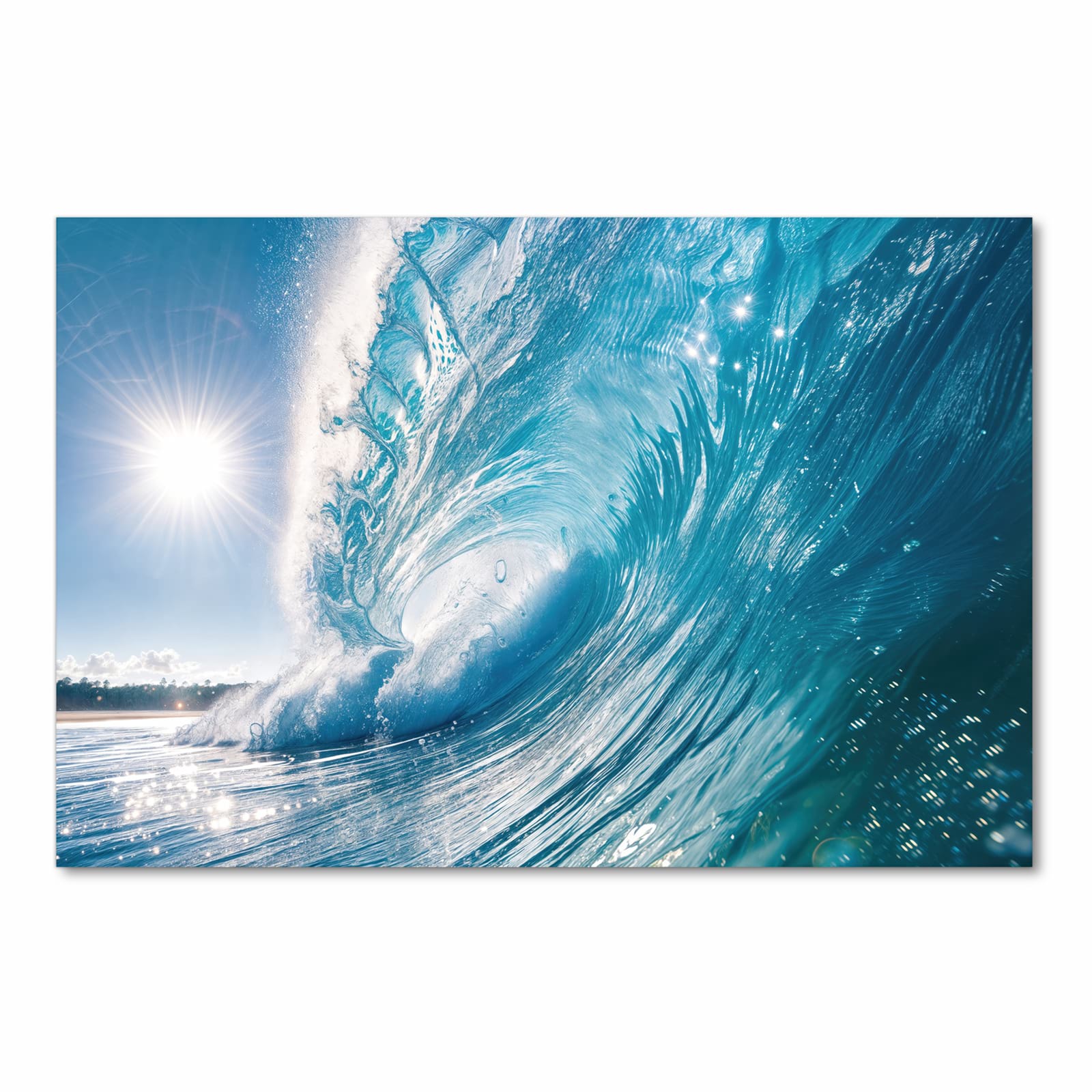 Küchenläufer mit Motiv Riesige Welle Strand in Frontansicht für angenehme Haptik