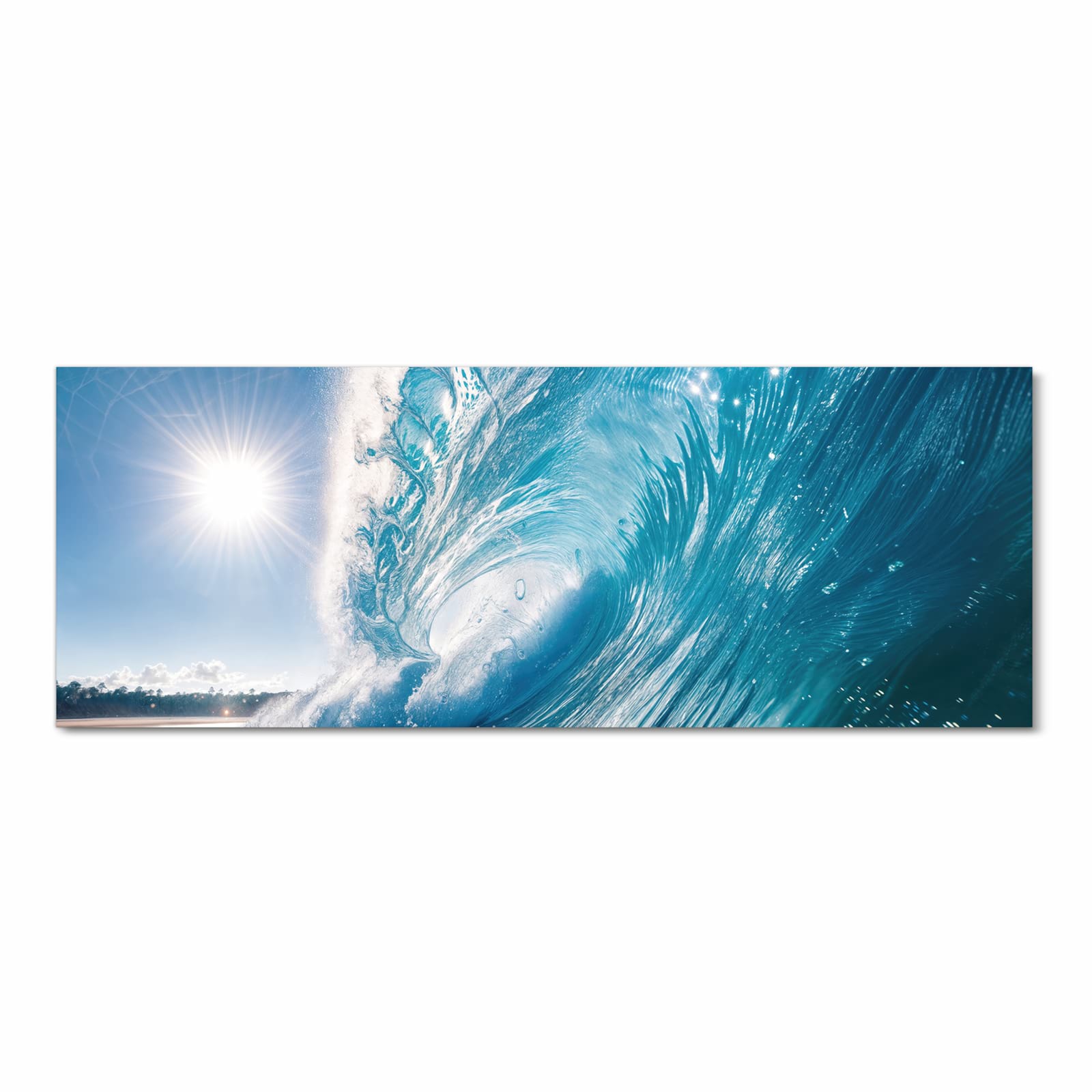 Langlebiger Läufer für Eingangsbereich mit Motiv Riesige Welle Strand in Frontansicht