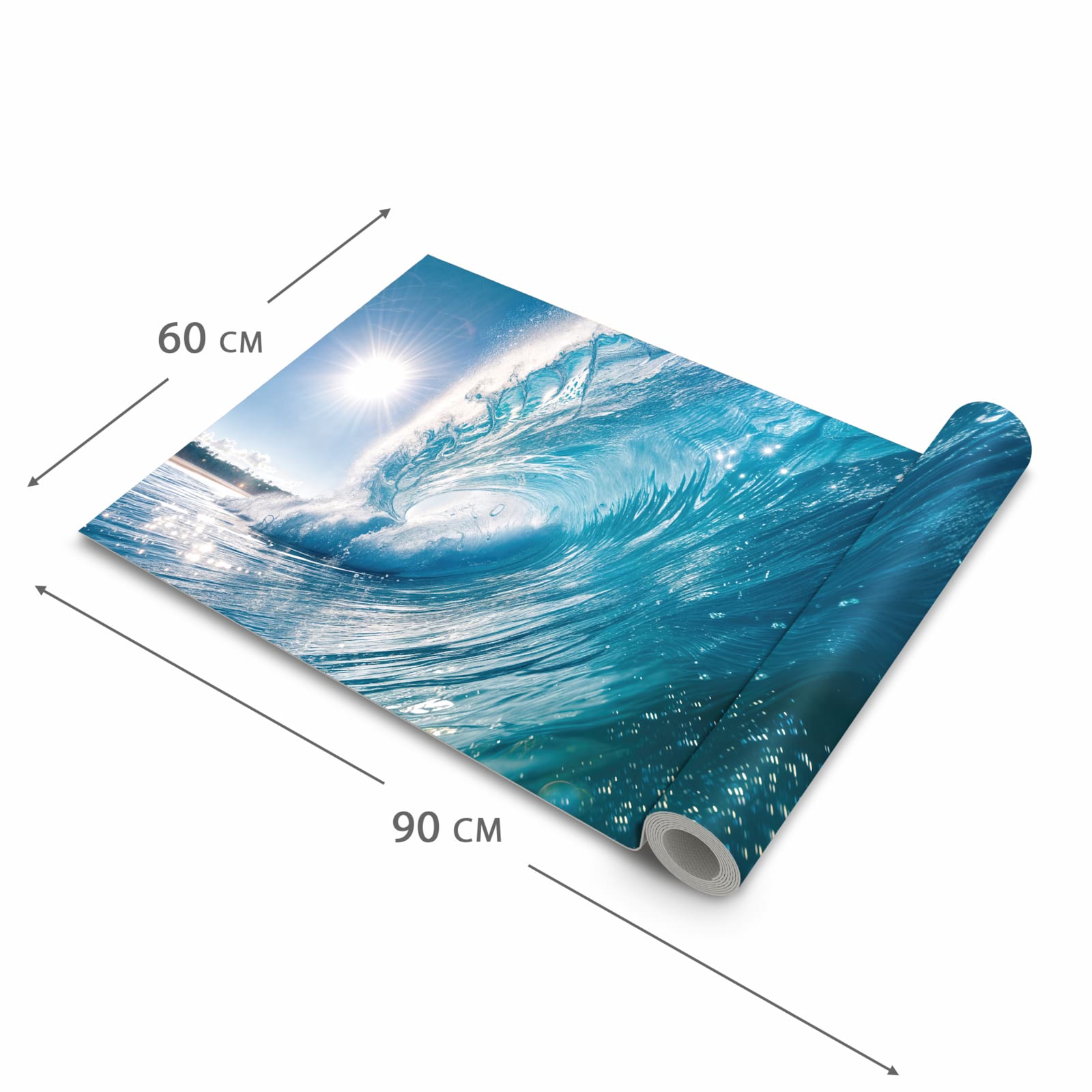 Feuchtigkeitsresistenter Küchenteppich mit Motiv Riesige Welle Strand in der Grösse 80x250 cm