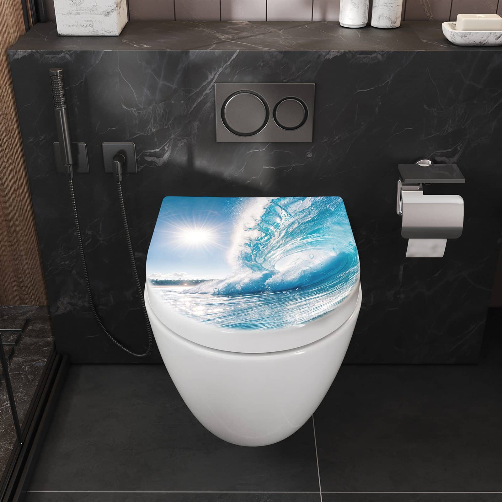 WC-Sitz mit Absenkautomatik Riesige Welle Strand