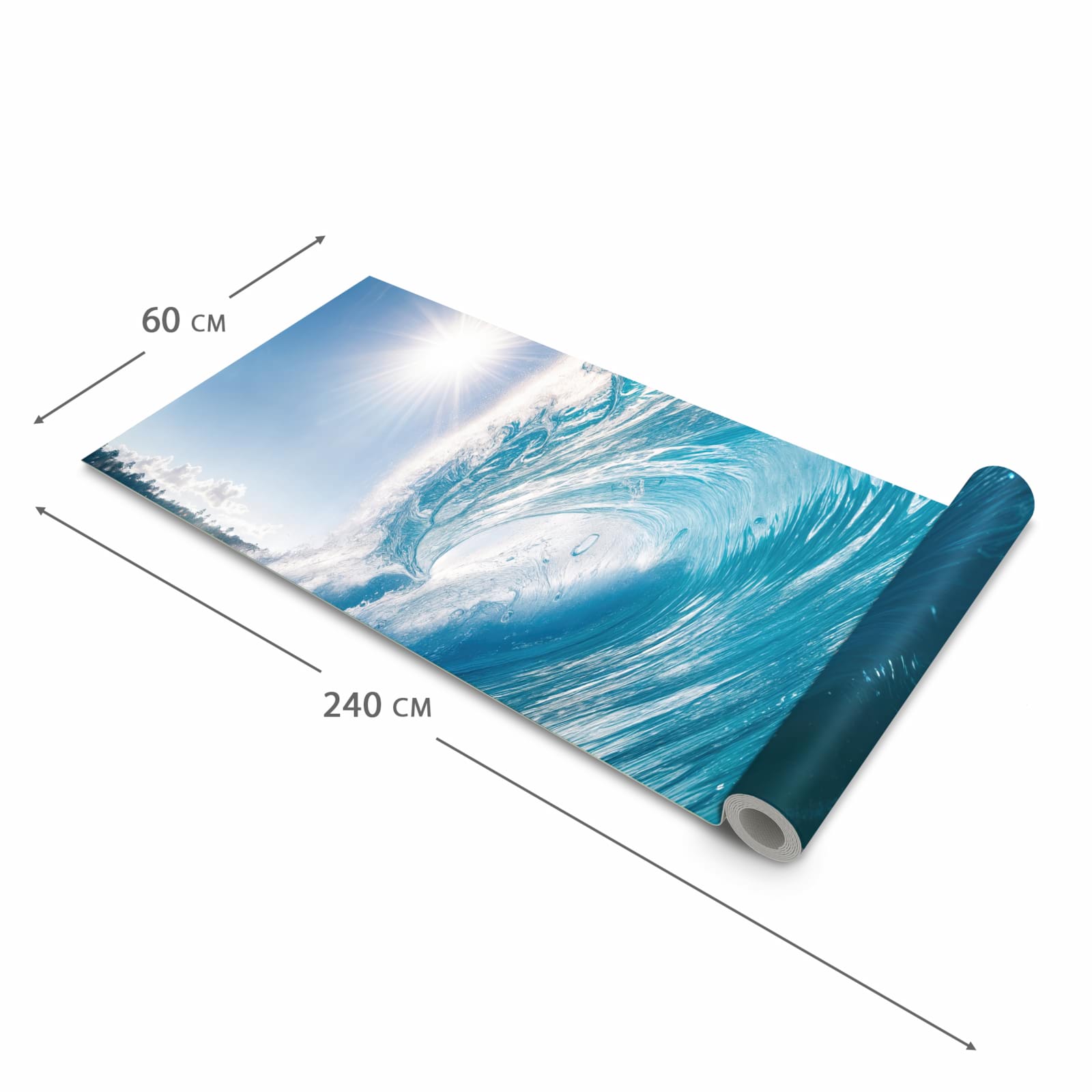 Waschbarer rutschfester Küchenteppich mit Motiv Riesige Welle Strand in der Größe 80x250 cm