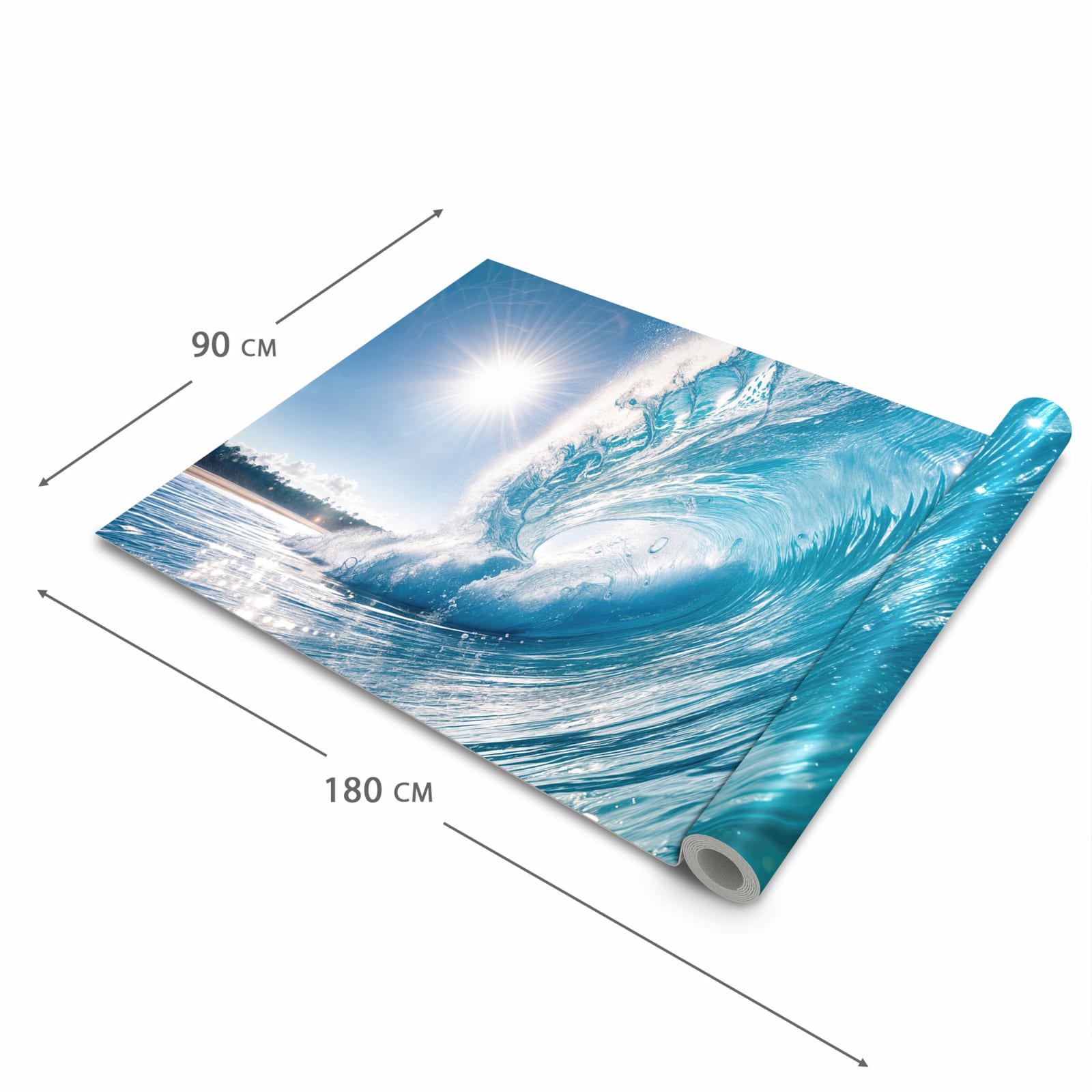 Formstabiler waschbarer Küchenteppich mit Motiv Riesige Welle Strand in der Grösse 80x280 cm