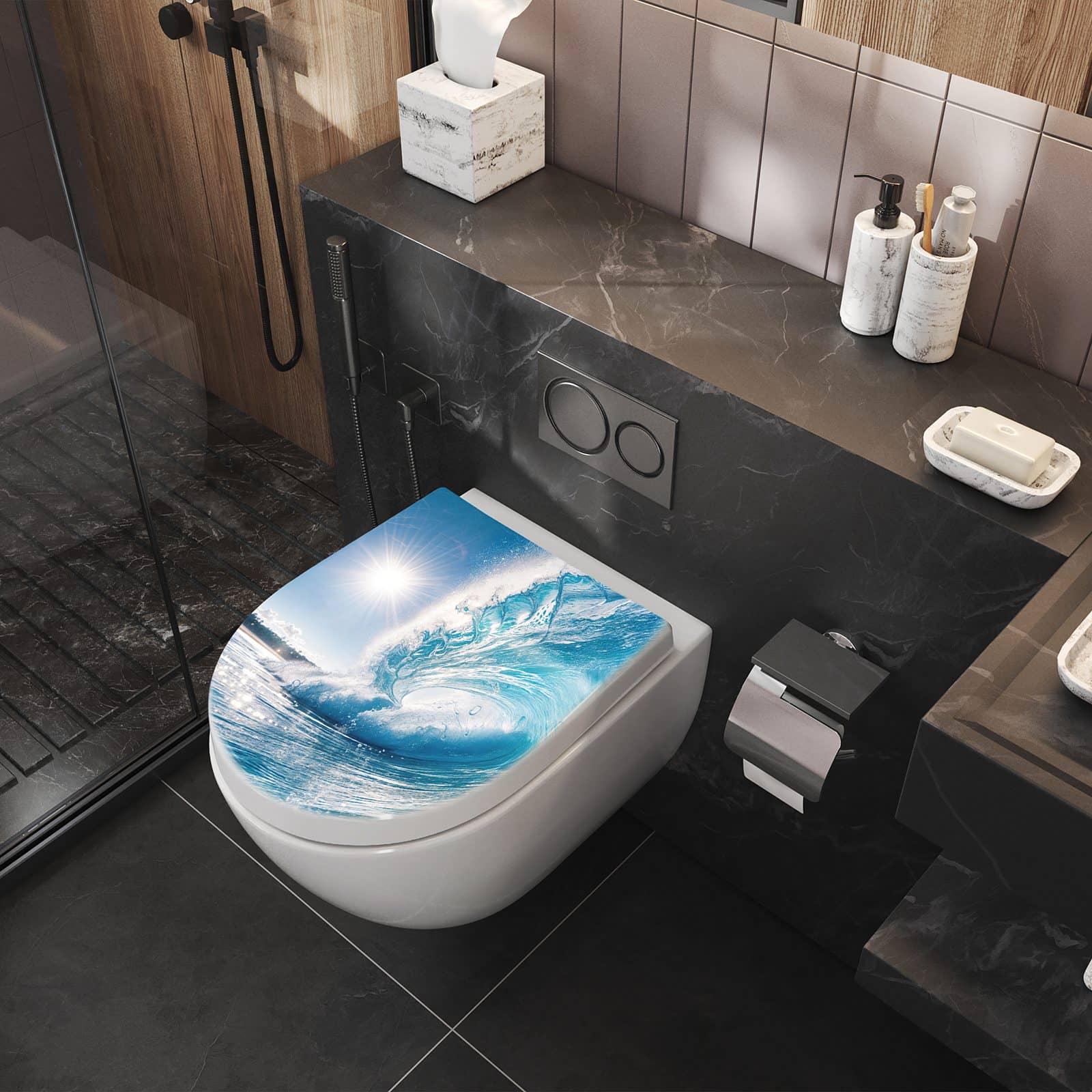 WC-Sitz mit Absenkautomatik Riesige Welle Strand