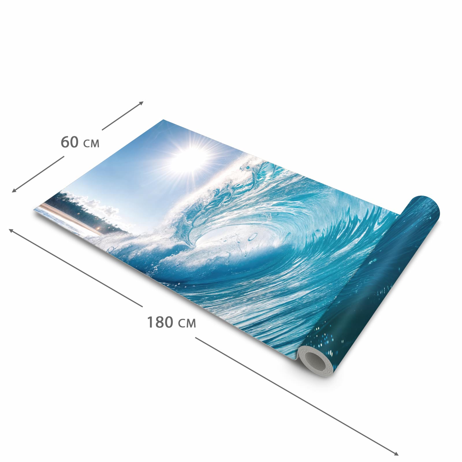 Strapazierfähiger waschbarer Teppich Esstisch mit Motiv Riesige Welle Strand in der Größe 80x250 cm