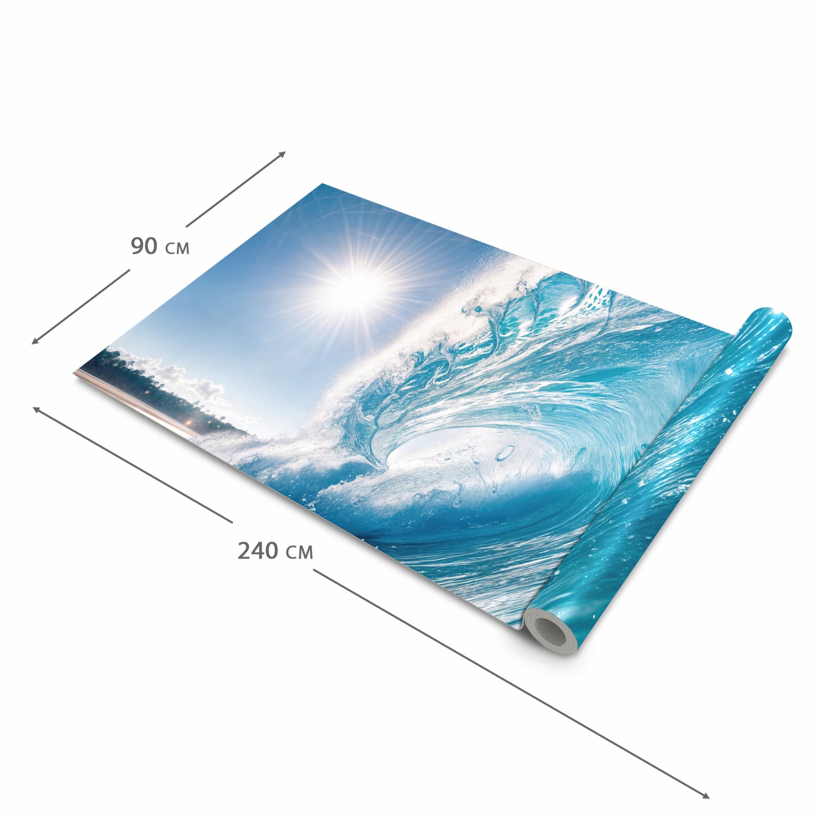 Waschbarer Küchenteppich mit Motiv Riesige Welle Strand in der Grösse 80x280 cm für sichere Aufbewahrung