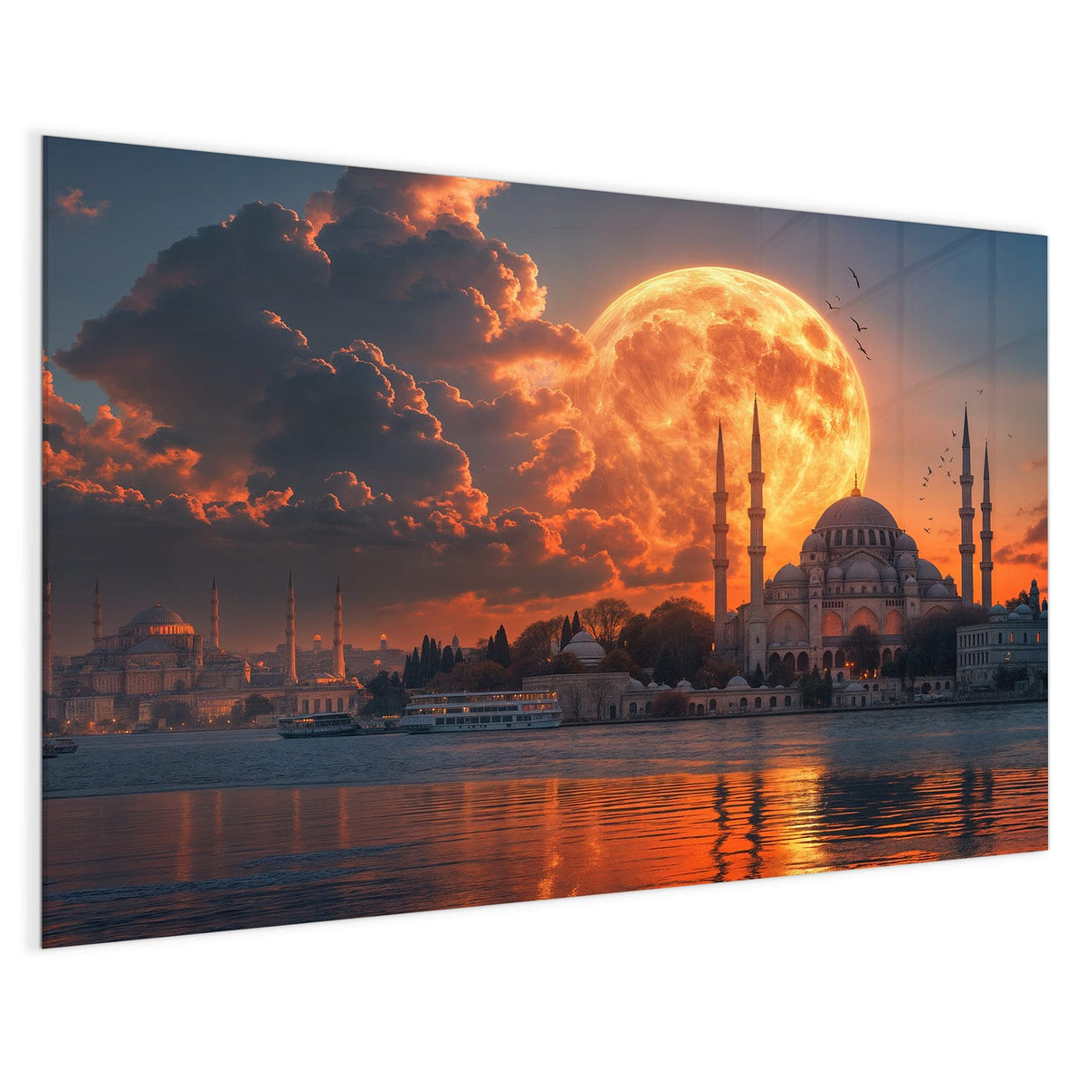 4 mm Glas statt lackiertem Blech – Magnettafel - Mond über der Moschee