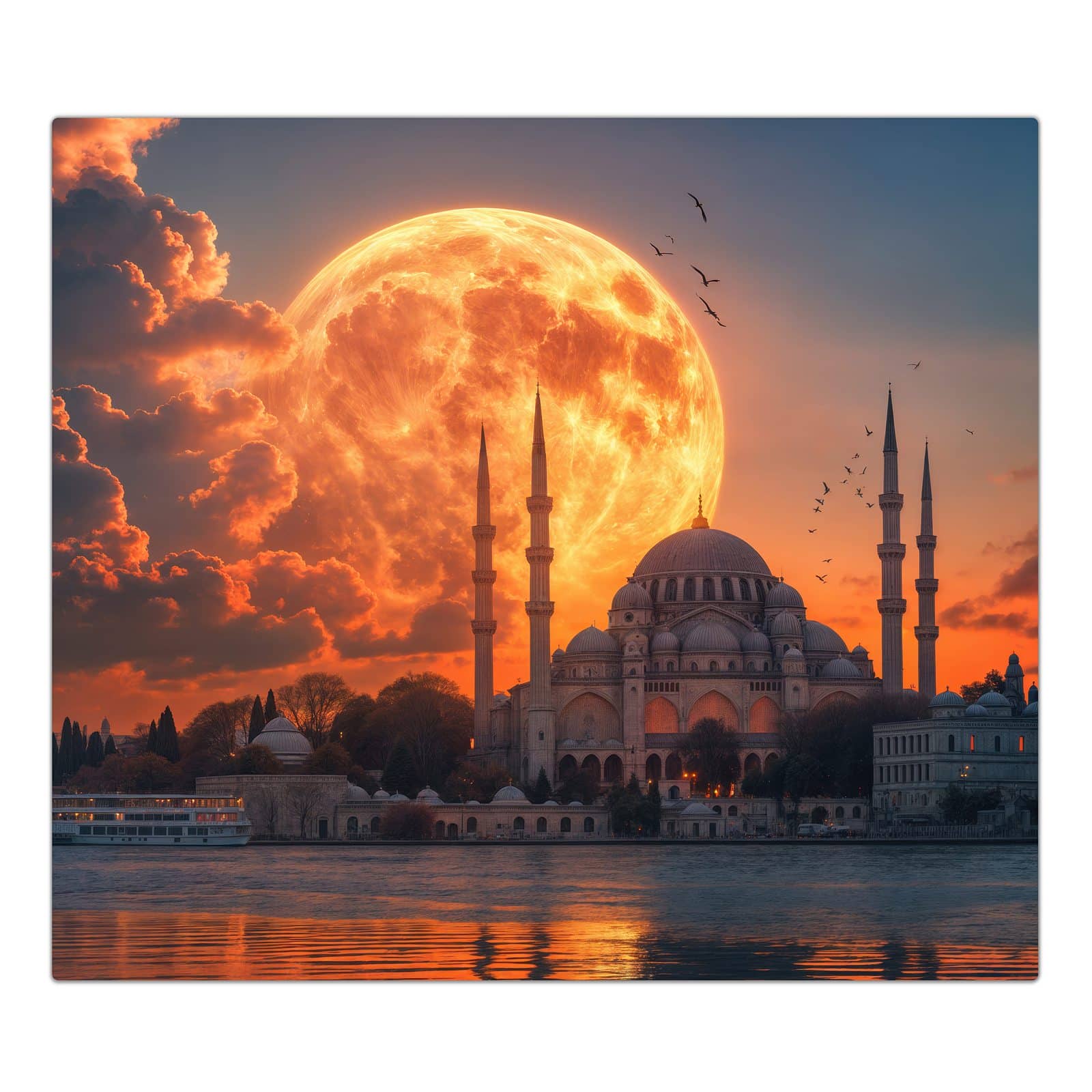 1-teilige Herdabdeckplatte mit Mond über Istanbul-Motiv in der Frontansicht