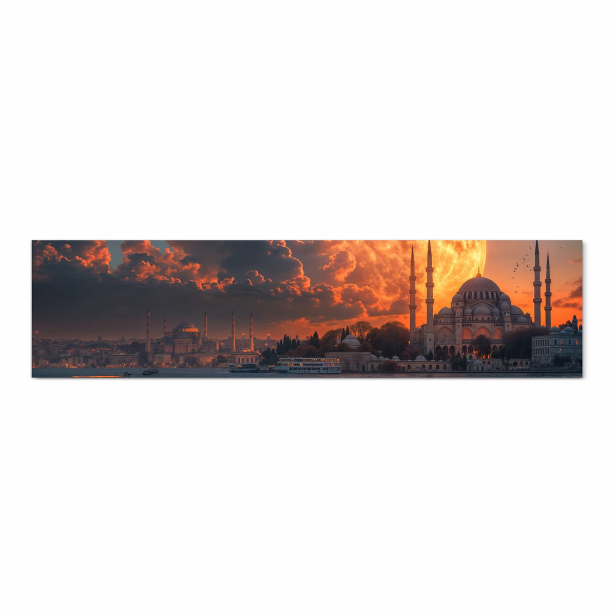 Geräuschdämpfender Küchenteppich mit Motiv Mond über Istanbul in Frontansicht