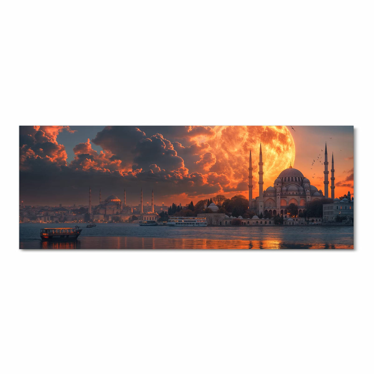 Geruchsneutraler Küchenläufer mit Motiv Mond über Istanbul in Frontansicht