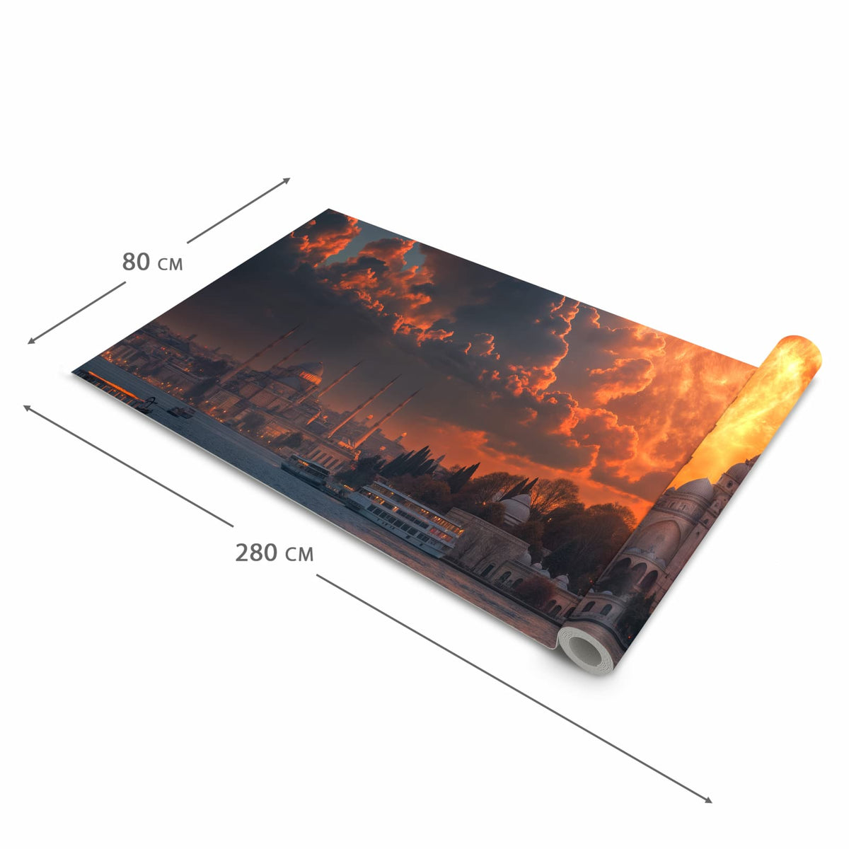 Pflegeleichter Läufer Eingangsbereich mit Motiv Mond über Istanbul in der Größe 80x250 cm