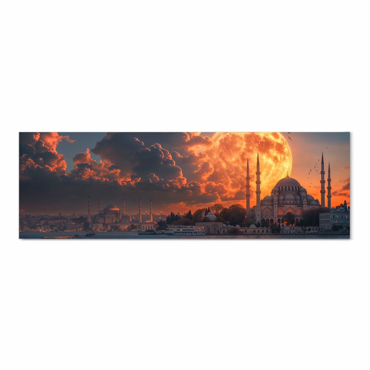 Wasserabweisender Küchenteppich mit Motiv Mond über Istanbul in Frontansicht