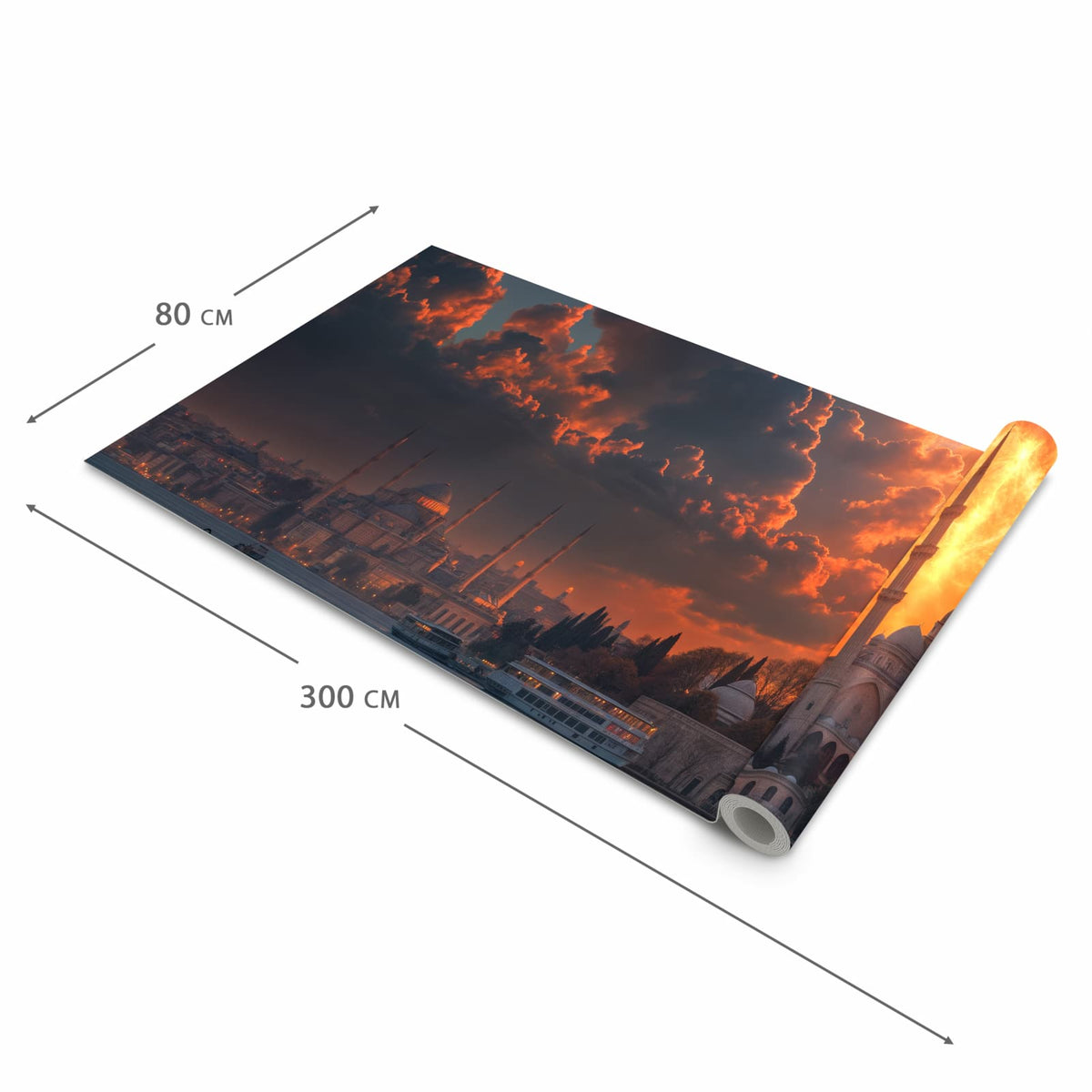 Komfortabler Läufer flur rutschfest mit Motiv Mond über Istanbul in der Grösse 80x250 cm