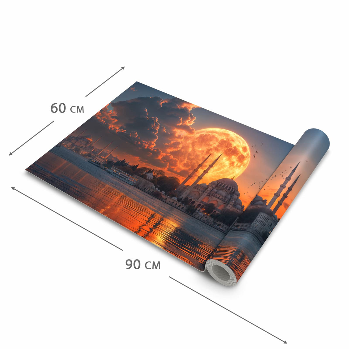 Geruchsneutraler waschbarer Küchenläufer mit Motiv Mond über Istanbul in der Grösse 80x250 cm