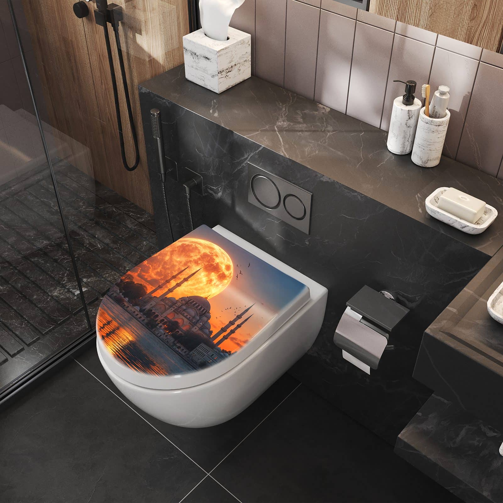 WC-Sitz mit Absenkautomatik Mond über Istanbul