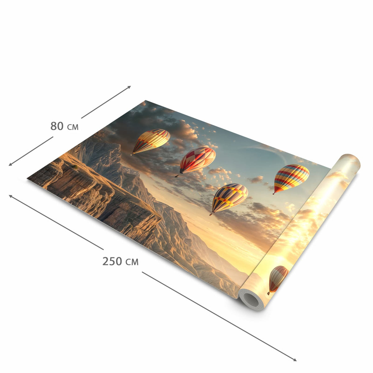 Farbbeständiger Küchenteppich mit Motiv Landschaft mit Ballons in der Grösse 80x250 cm