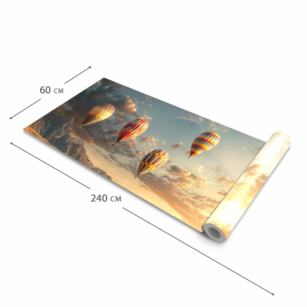Rutschfester Küchenteppich mit Motiv Landschaft mit Ballons in der Größe 80x200 cm