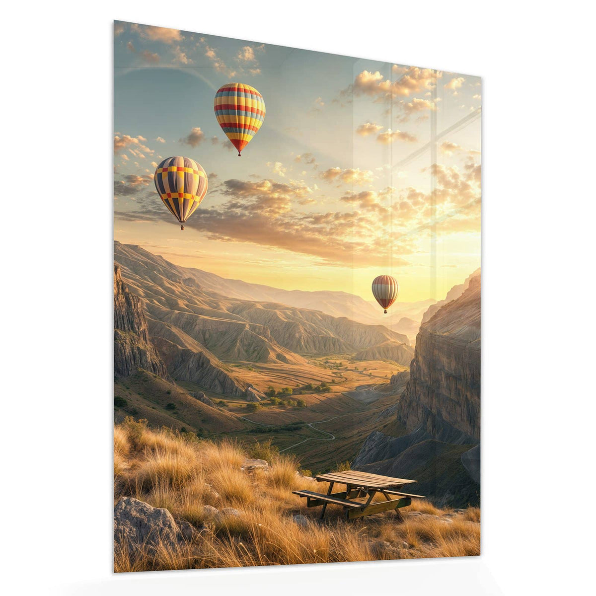 Echtglas, 4 mm – kein Acryl, keine Folie – Wandbild - Heißluftballons - Hochformat