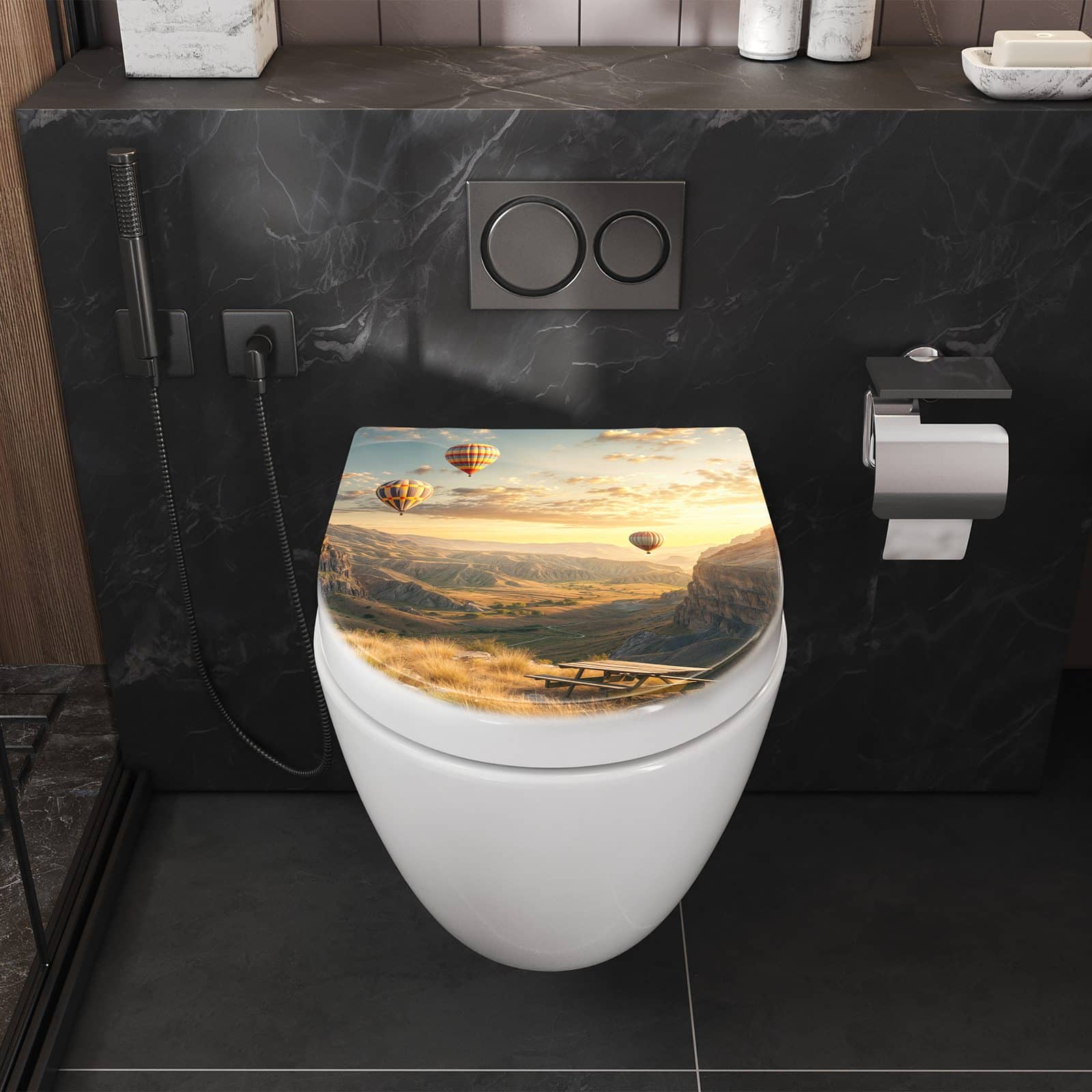 WC-Sitz mit Absenkautomatik Landschaft mit Ballons