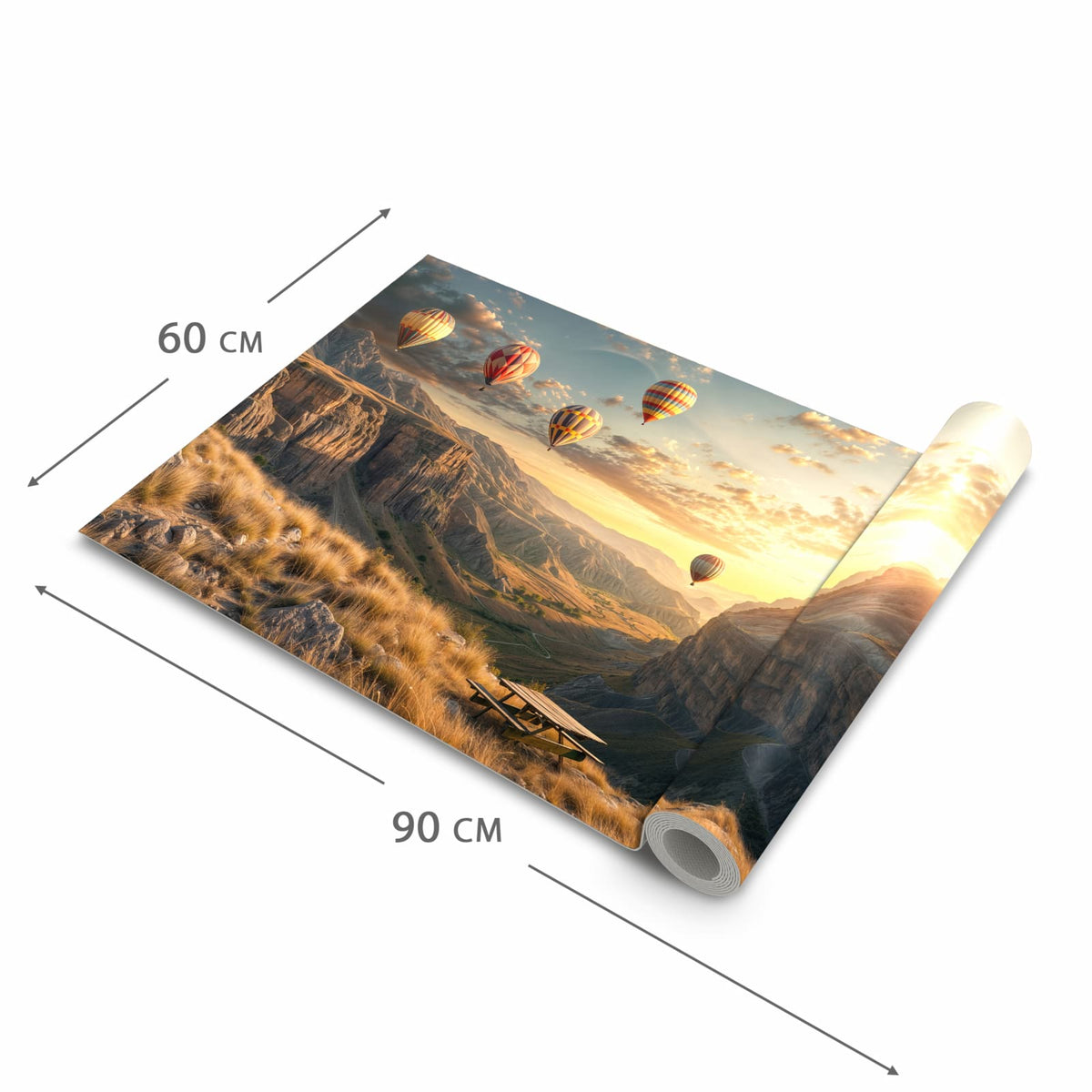 Küchenteppich mit Motiv Landschaft mit Ballons in der Grösse 80x250 cm für Ordnung & Übersicht