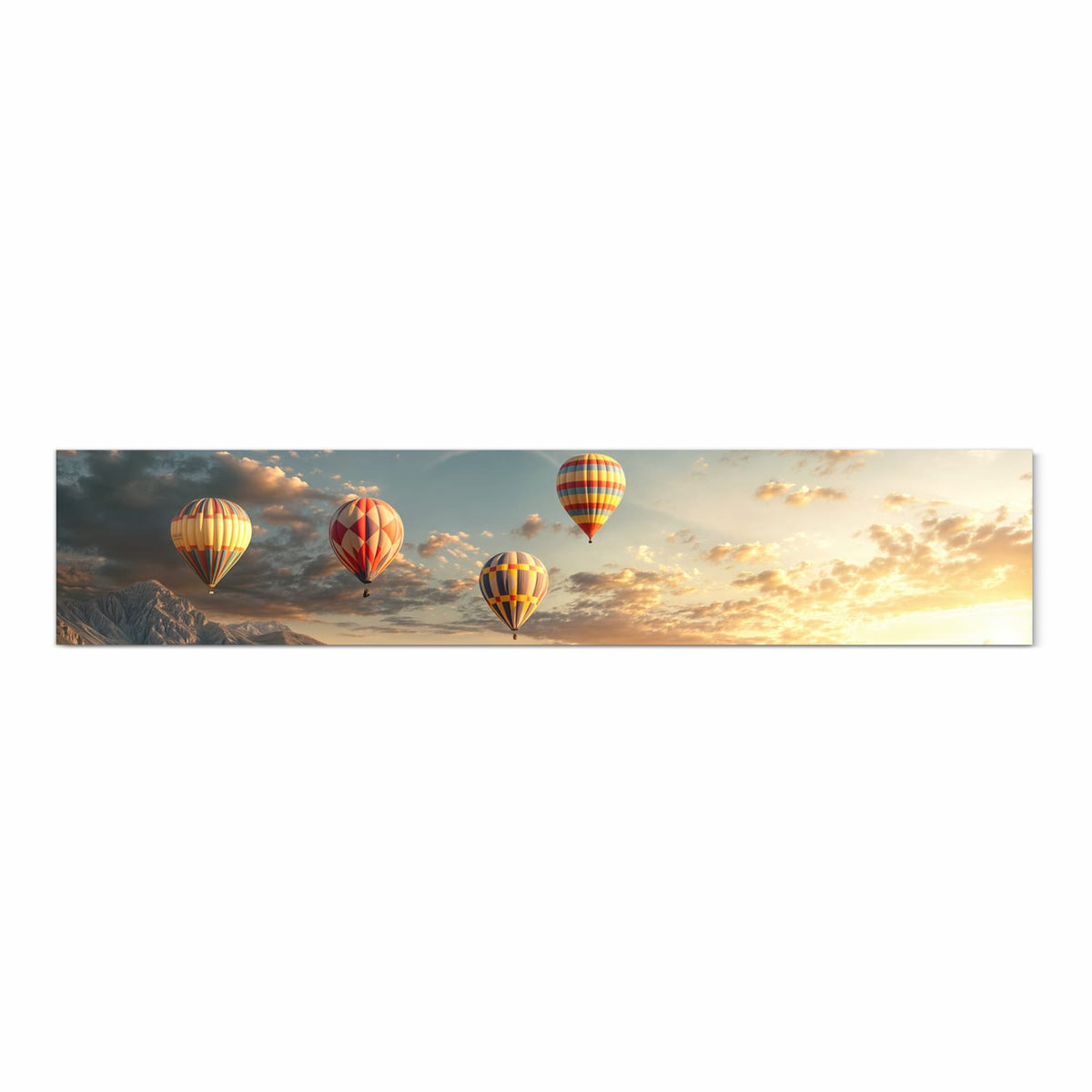 Rutschfester Küchenläufer mit Motiv Landschaft mit Ballons in Frontansicht für sicheren Stand
