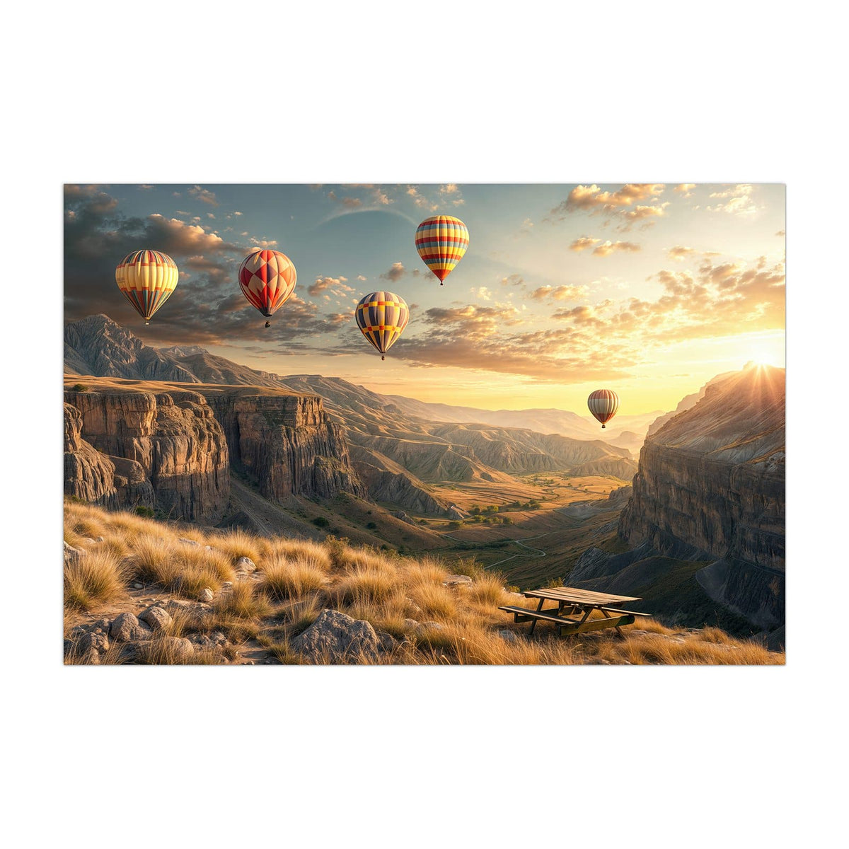 Küchenrückwand aus Glas Heißluftballons im Hochformat, Motiv bildfüllend von vorn
