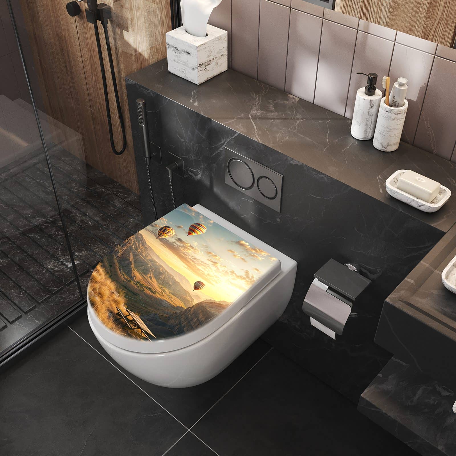 WC-Sitz mit Absenkautomatik Landschaft mit Ballons