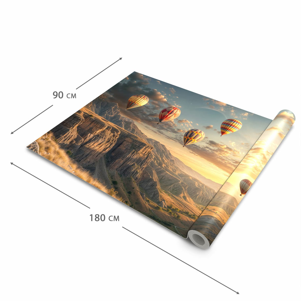 Zeitsparender Küchenläufer mit Motiv Landschaft mit Ballons in der Grösse 80x250 cm