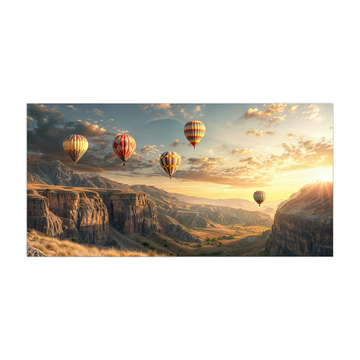 Küchenrückwand aus Glas Heißluftballons im Hochformat, Motiv bildfüllend von vorn