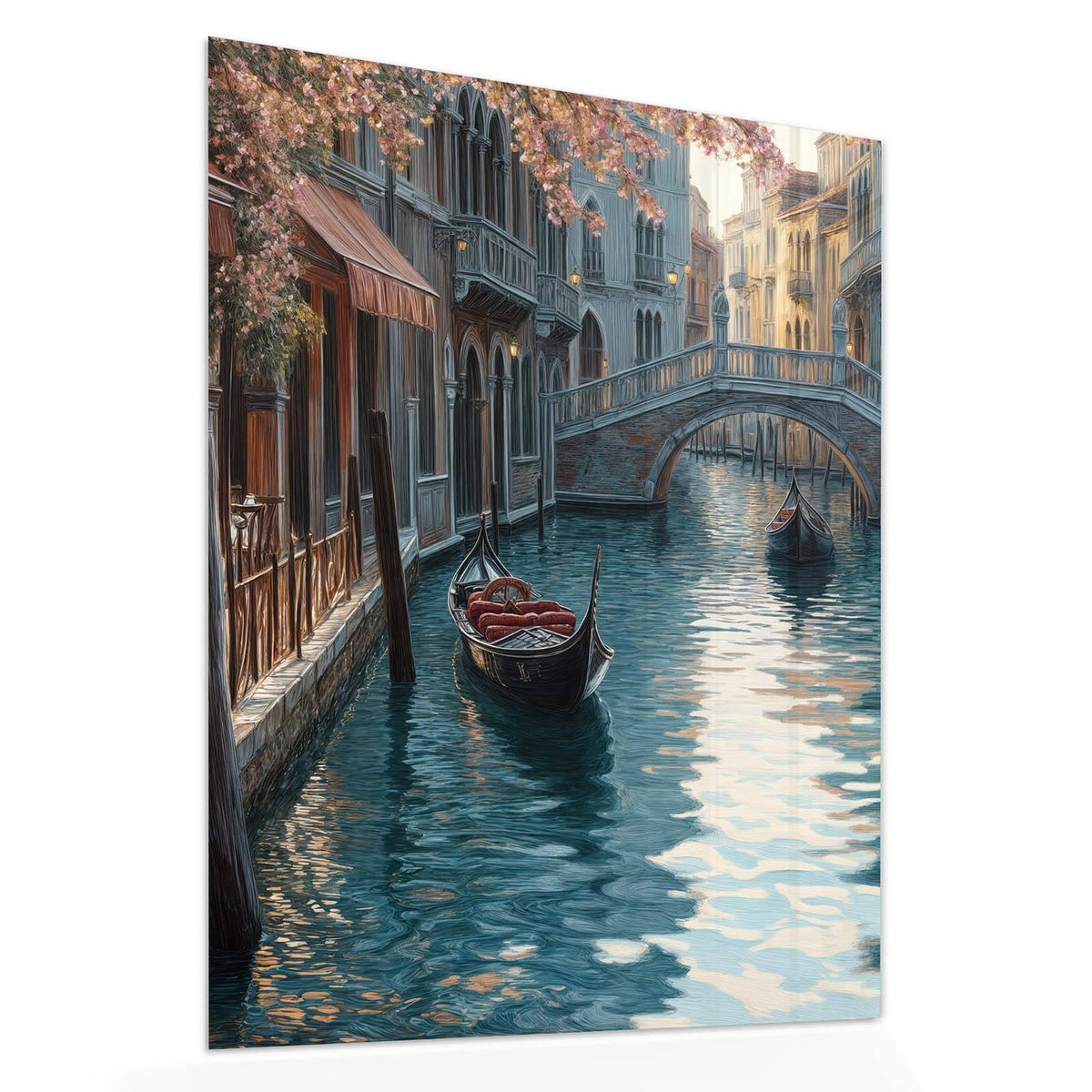 Echtglas, 4 mm – kein Acryl, keine Folie – Wandbild - Kanalcafé in Venedig - Hochformat