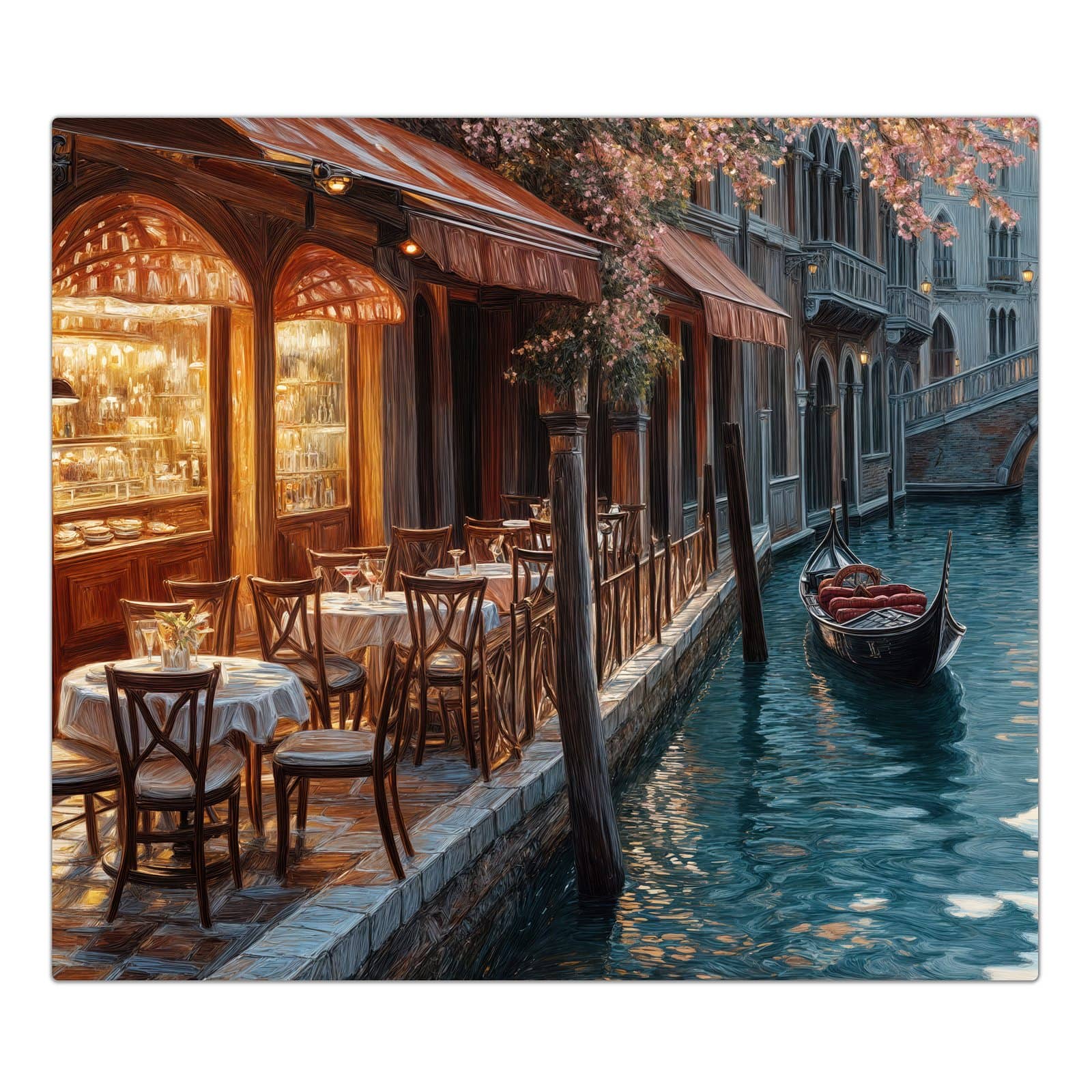 1-teilige Herdabdeckplatte mit Sonnenuntergang Venedig-Motiv in der Frontansicht #grösse_1-Teilig (60x52cm)